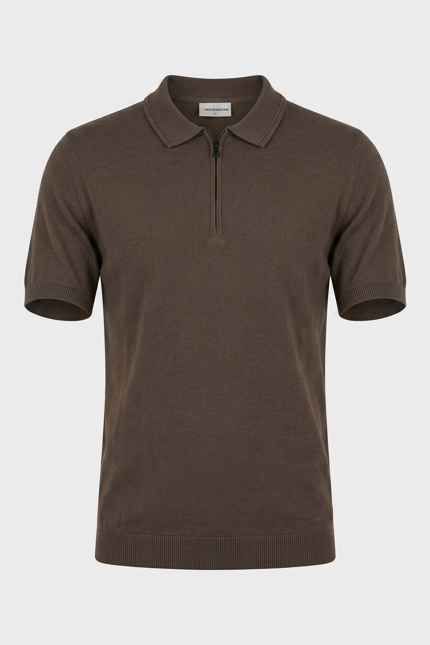 PULLOVER SHORT SLEEVE POLO ZIP SOLID DARK MOSS 3