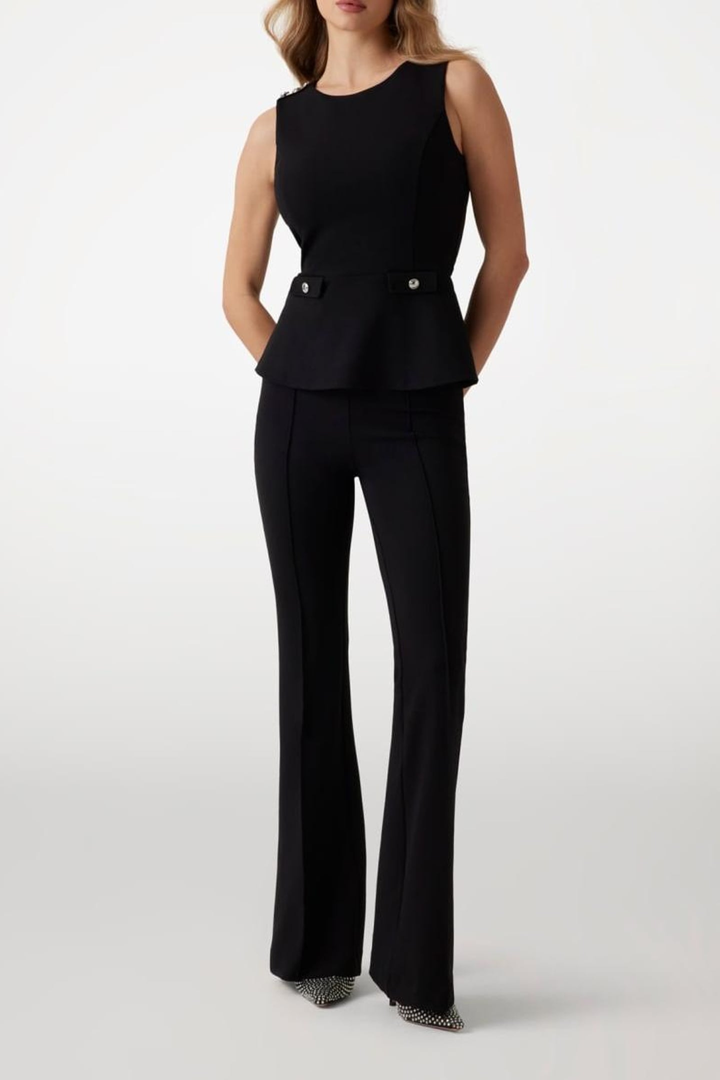 GUESS ECO AMBRE PEPLUM TOP JET BLACK A996 1