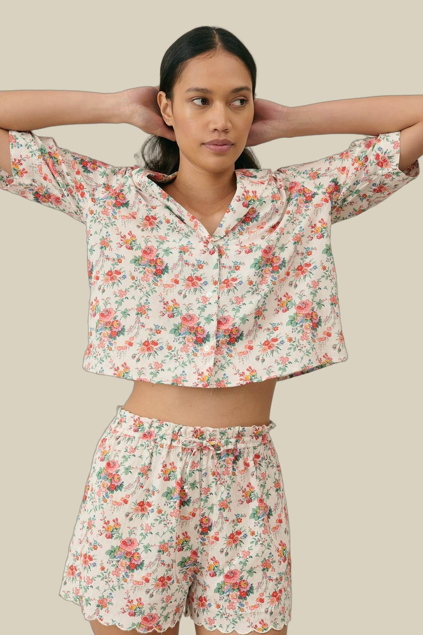 PAJAMAS SET LOUMINA CREAM ROSA FESTA 3