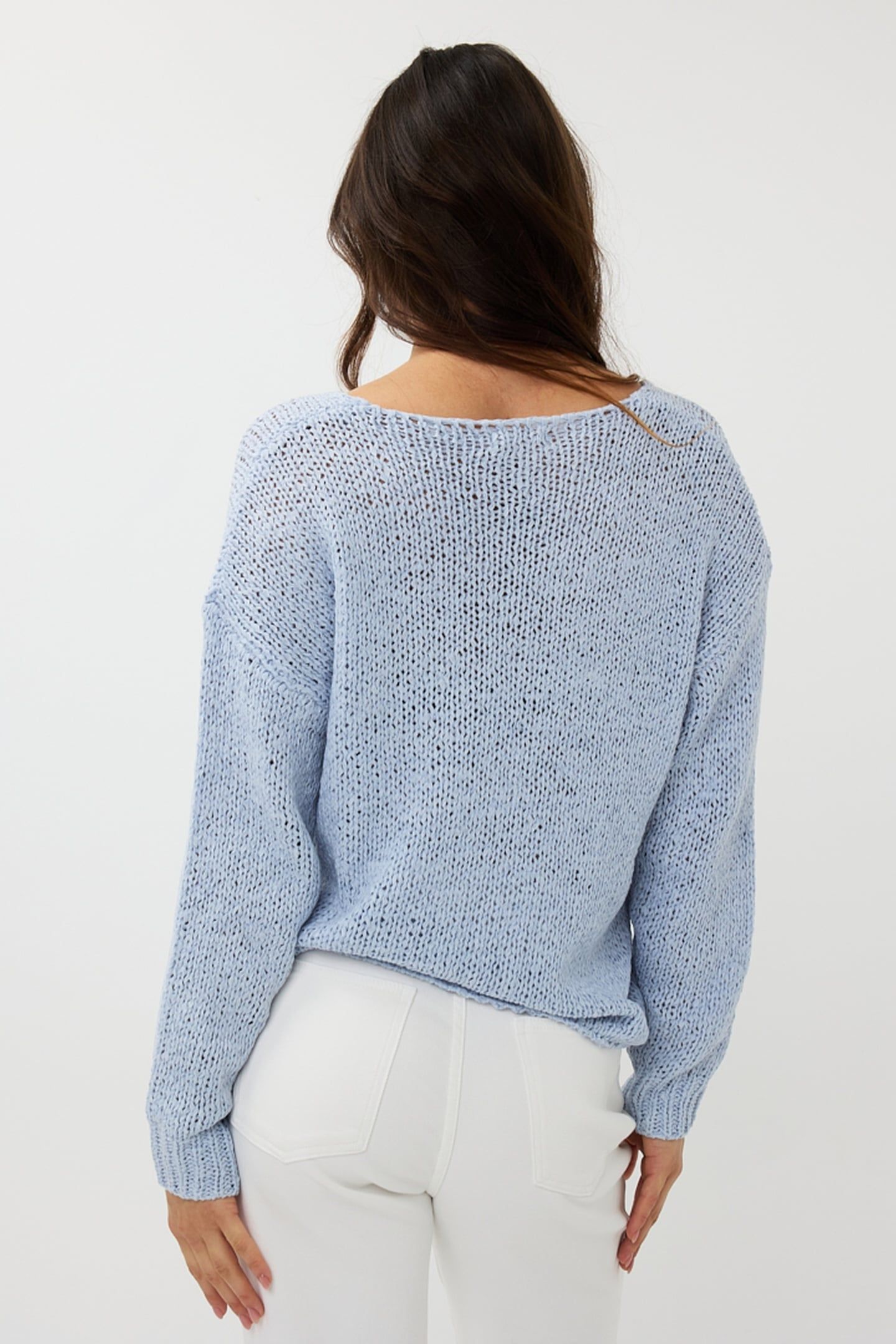 SWEATER V-NECK TAPE YARN SKY BLUE 3