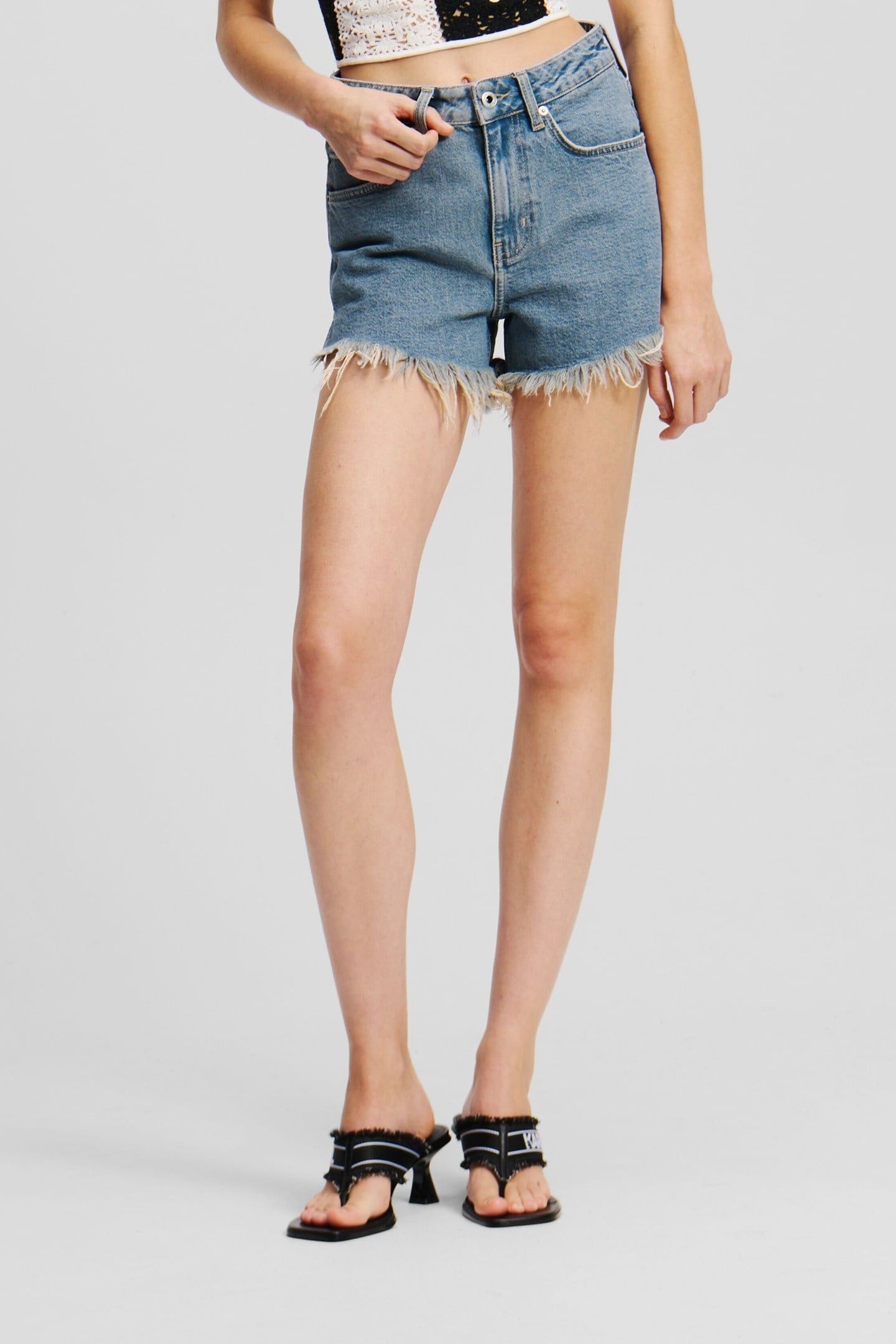 FRAYED DENIM SHORT TINTED WASHED MID BLUE 1