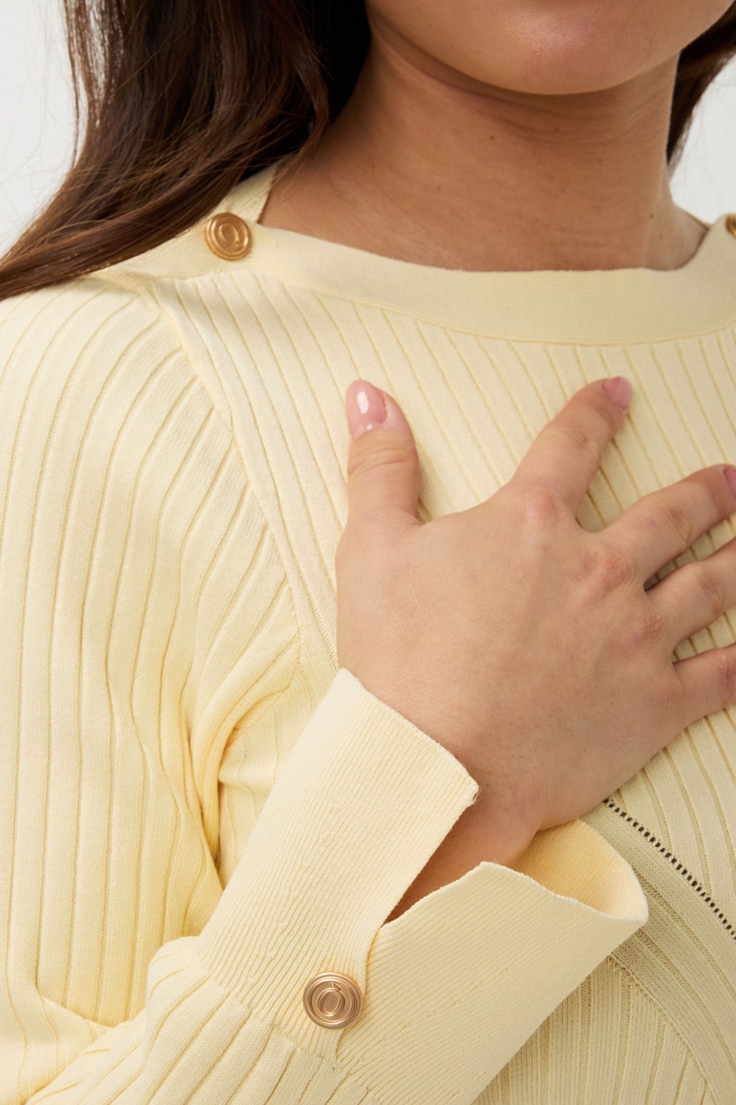 SWEATER RIB BASIC KNIT LIGHT YELLOW 6