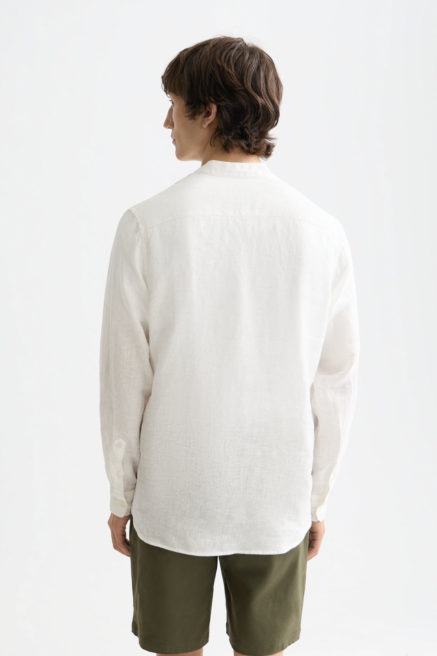 LINEN SHIRT LS STAND UP COLLAR OFF WHITE 3