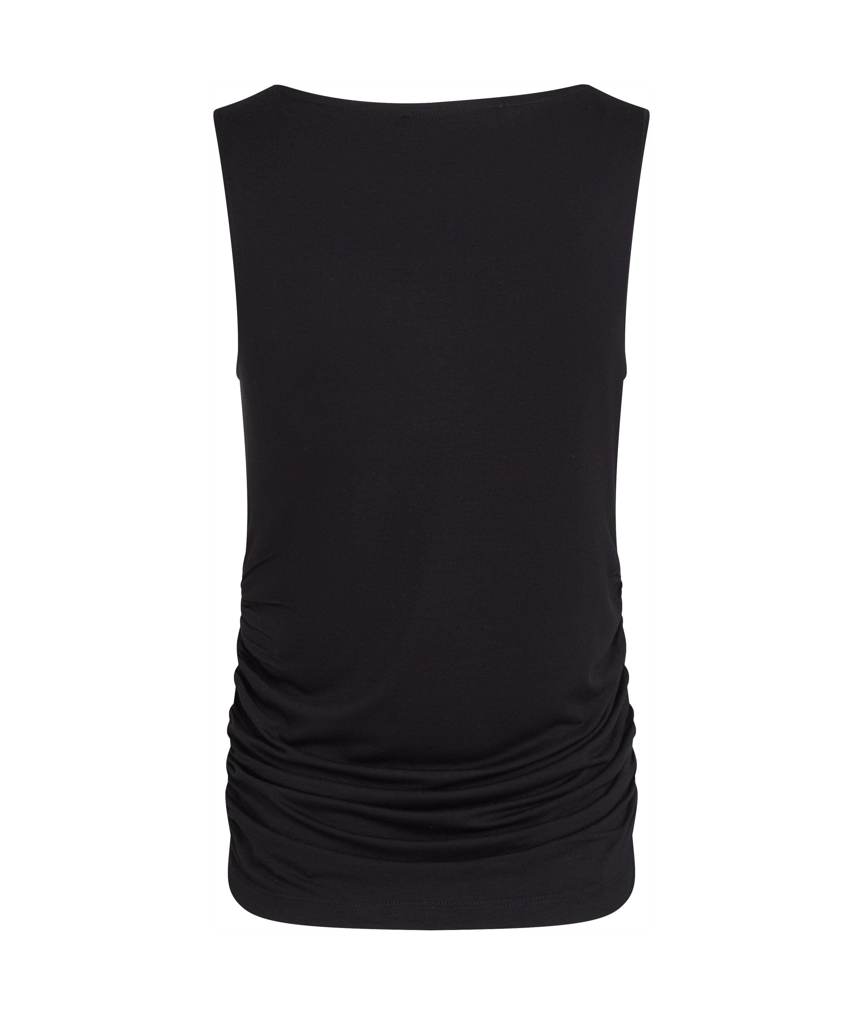 BOAT NECK RUCHED DETAIL TOP BLACK 2
