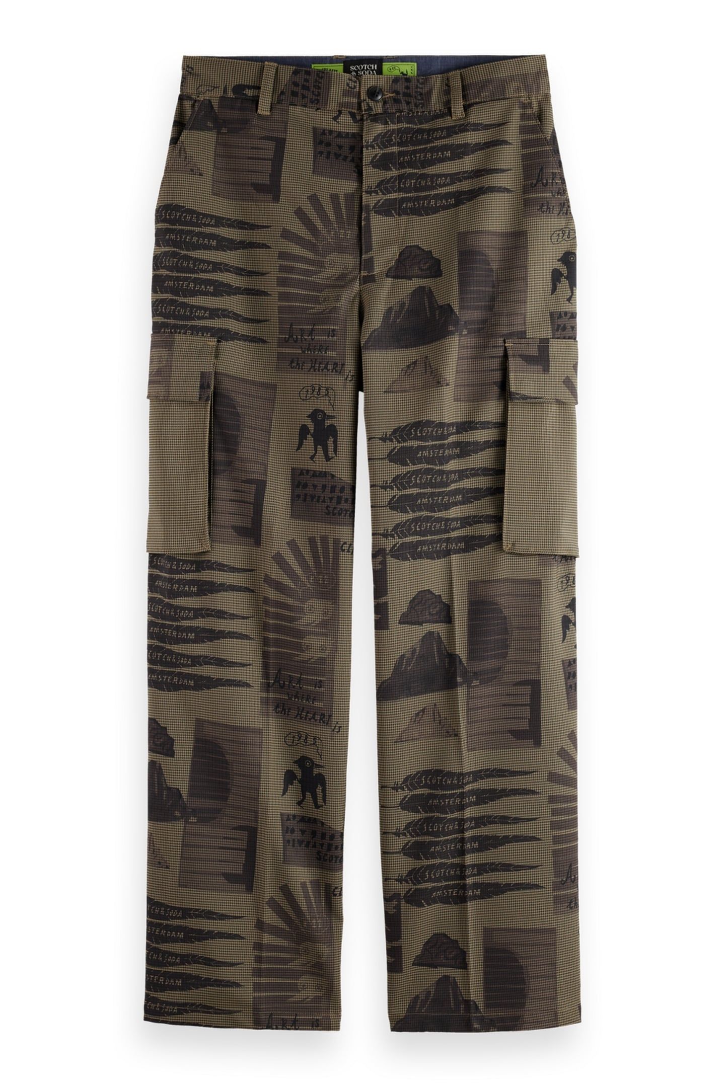BAGGY FIT ALL-OVER PRINTED CARGO PANTS ART DEPT COLLAGE HOUN 1