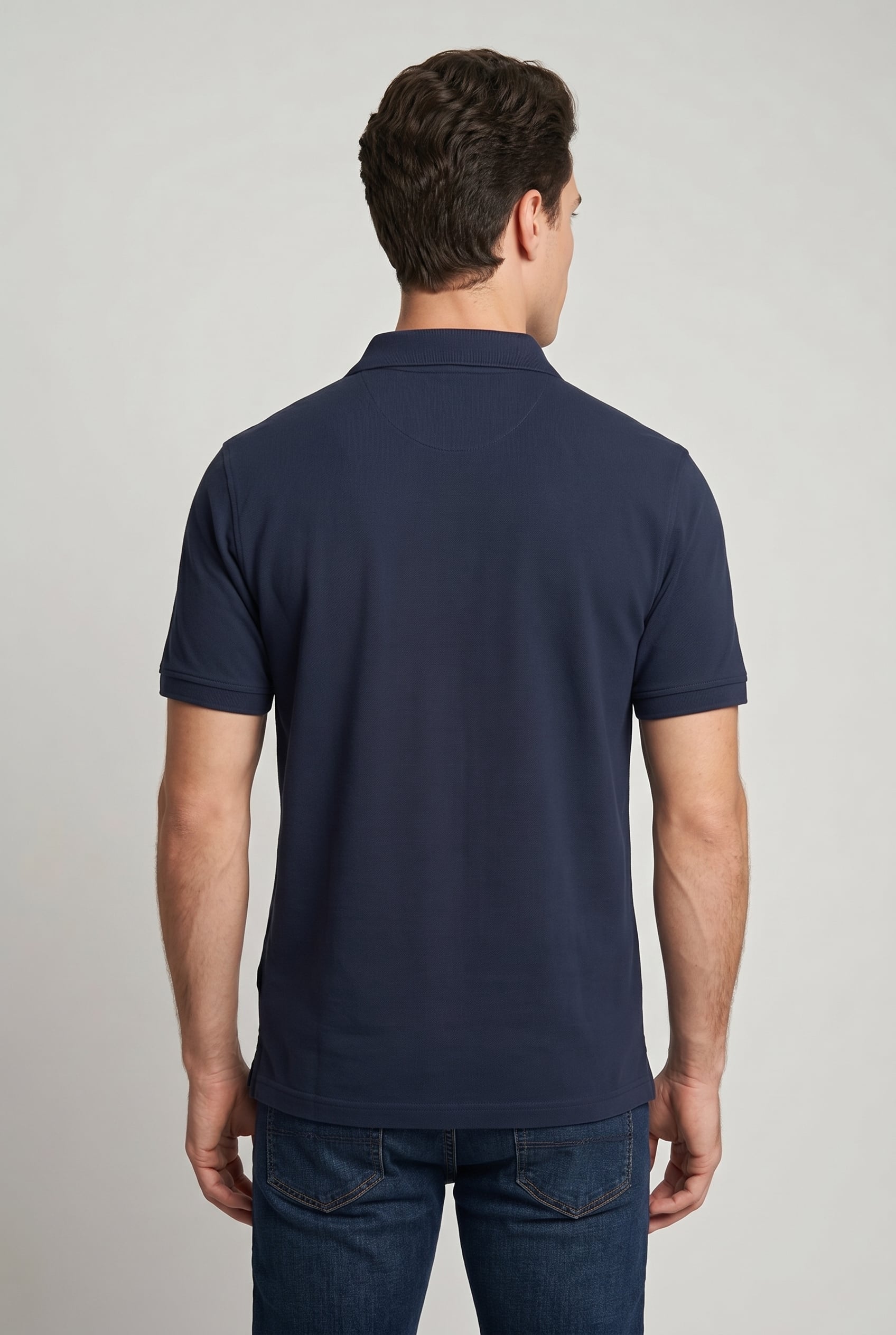 BRANDED COLLAR SHORT SLEEVE POLO NAVY 2