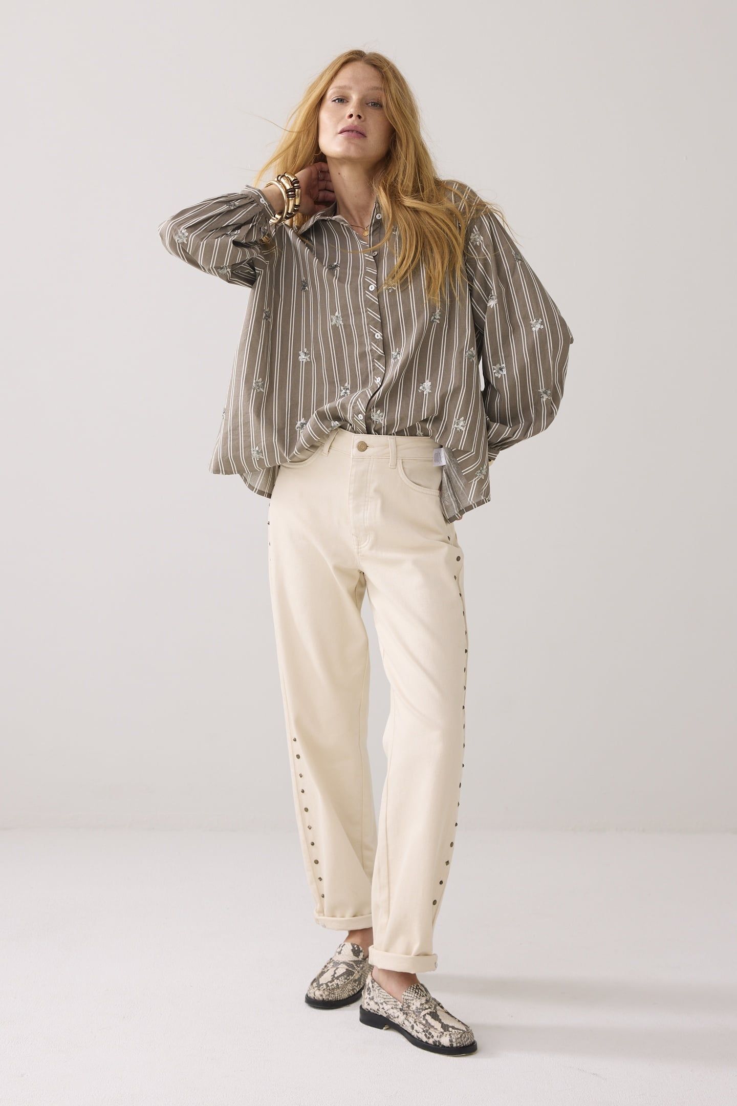 BLOUSE STRIPE SCATTERED EMBRO FUNGHI 1