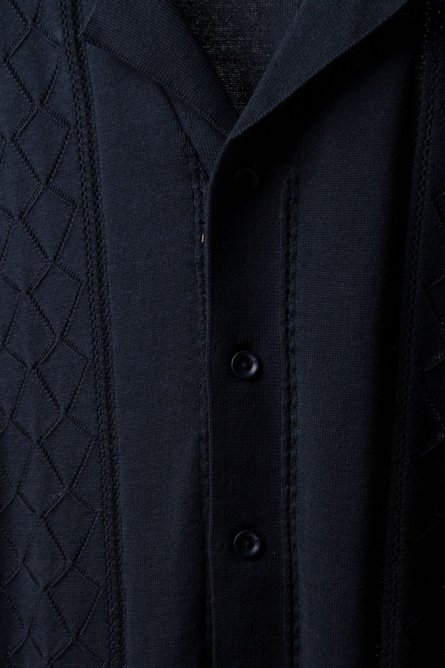 PULLOVER SHORT SLEEVE FULL BUTTON POLO SOLID JACQUARD NIGHT 4