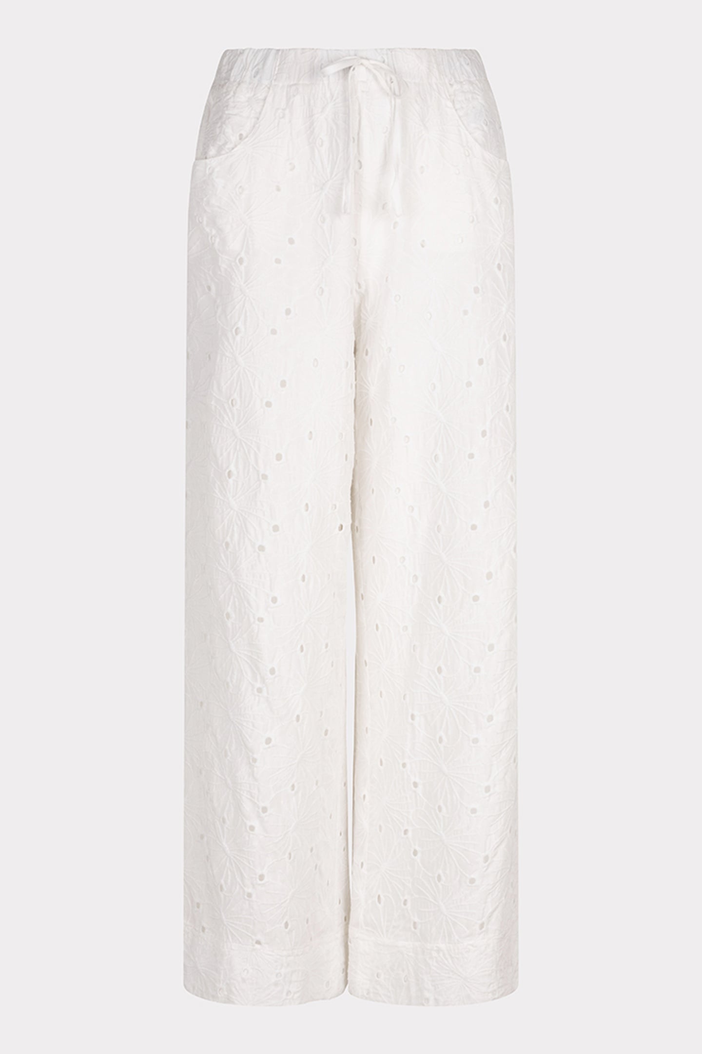 TROUSERS EMBROIDERY FLOWER OFF WHITE 4