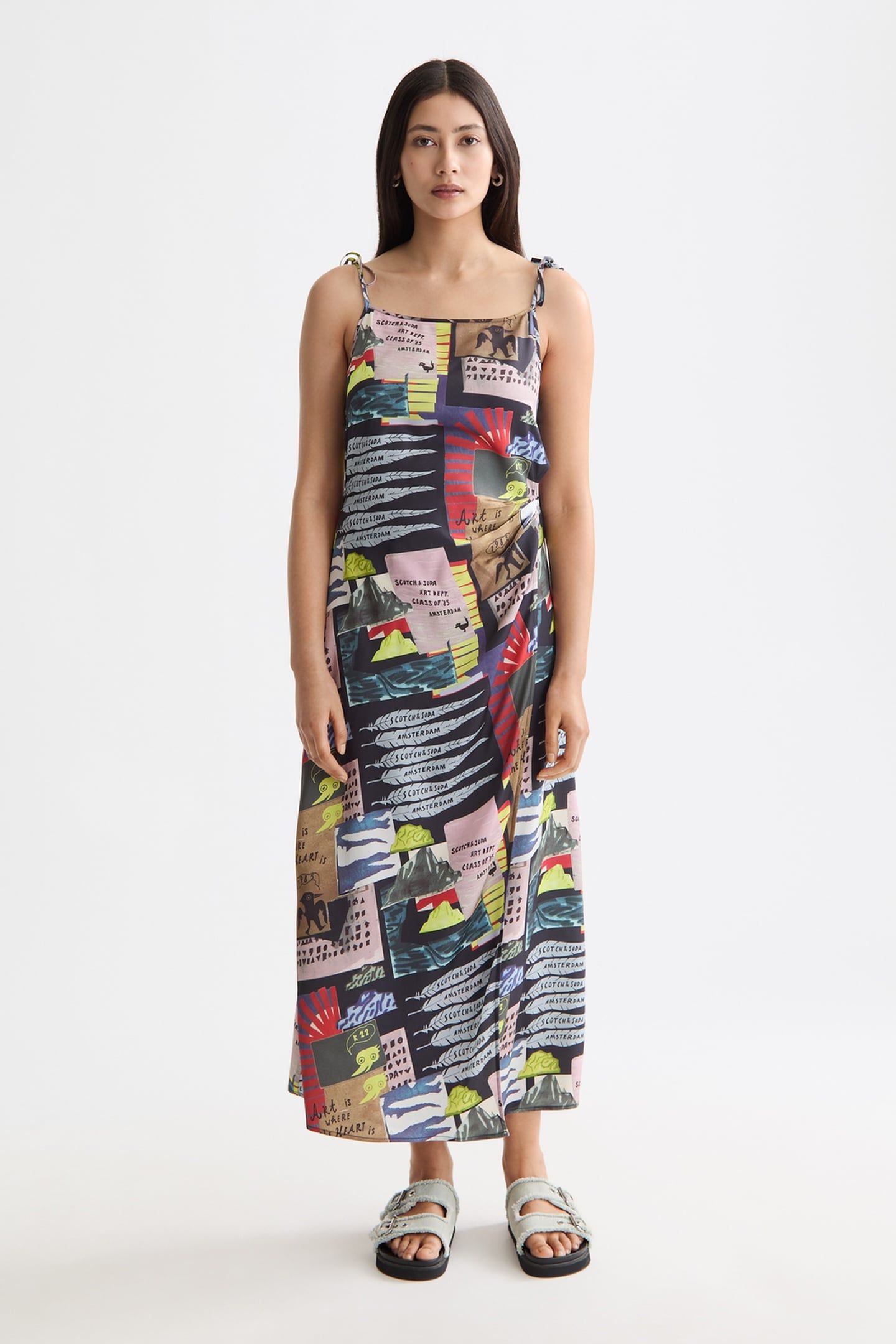 MIDI SLIP DRESS WITH TIED STRAPS AND DRAPED WAIST ART DEPT C 2