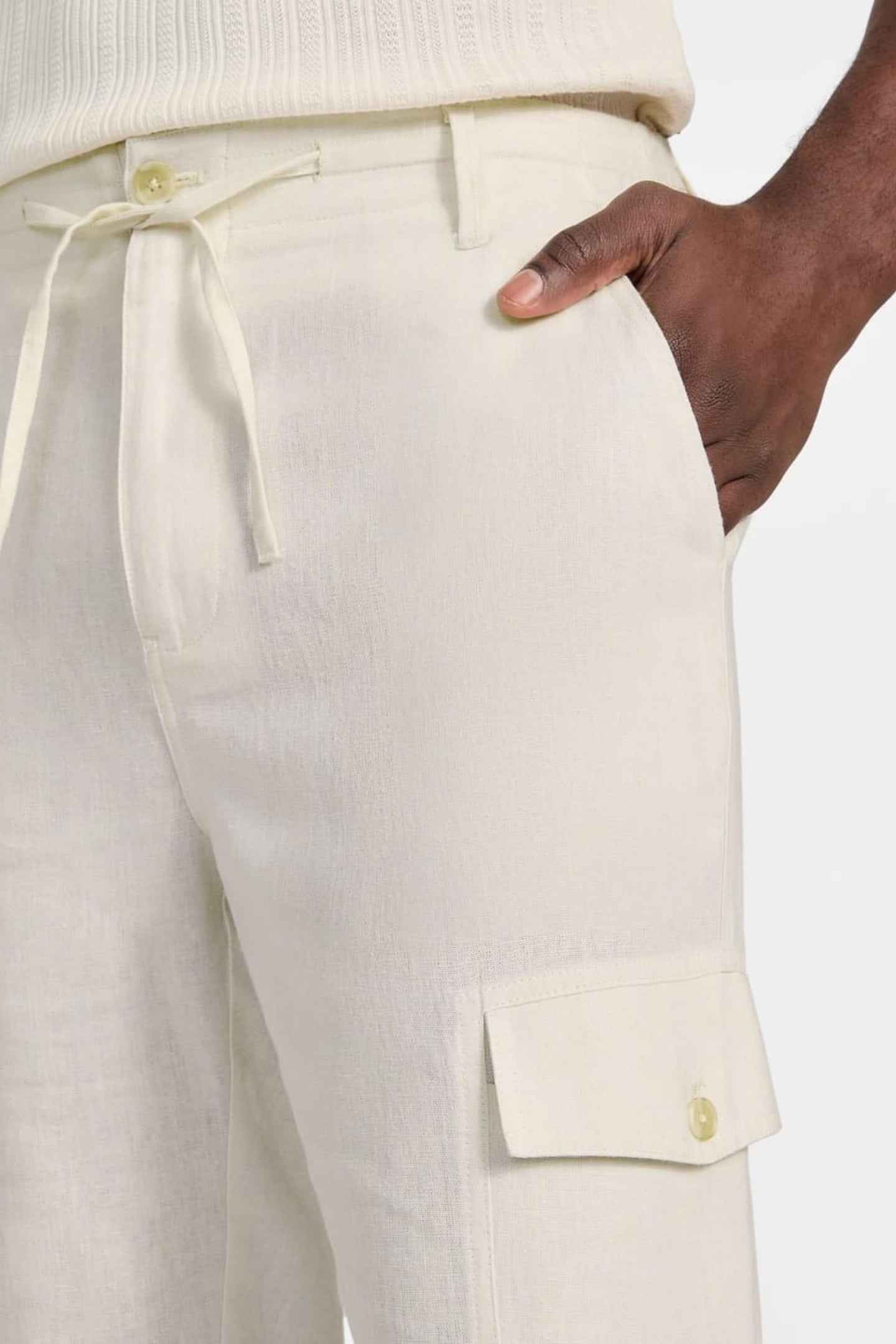 GUESS ECO FLETCHER LINEN CARGO PEARL WHITE MULTI 5