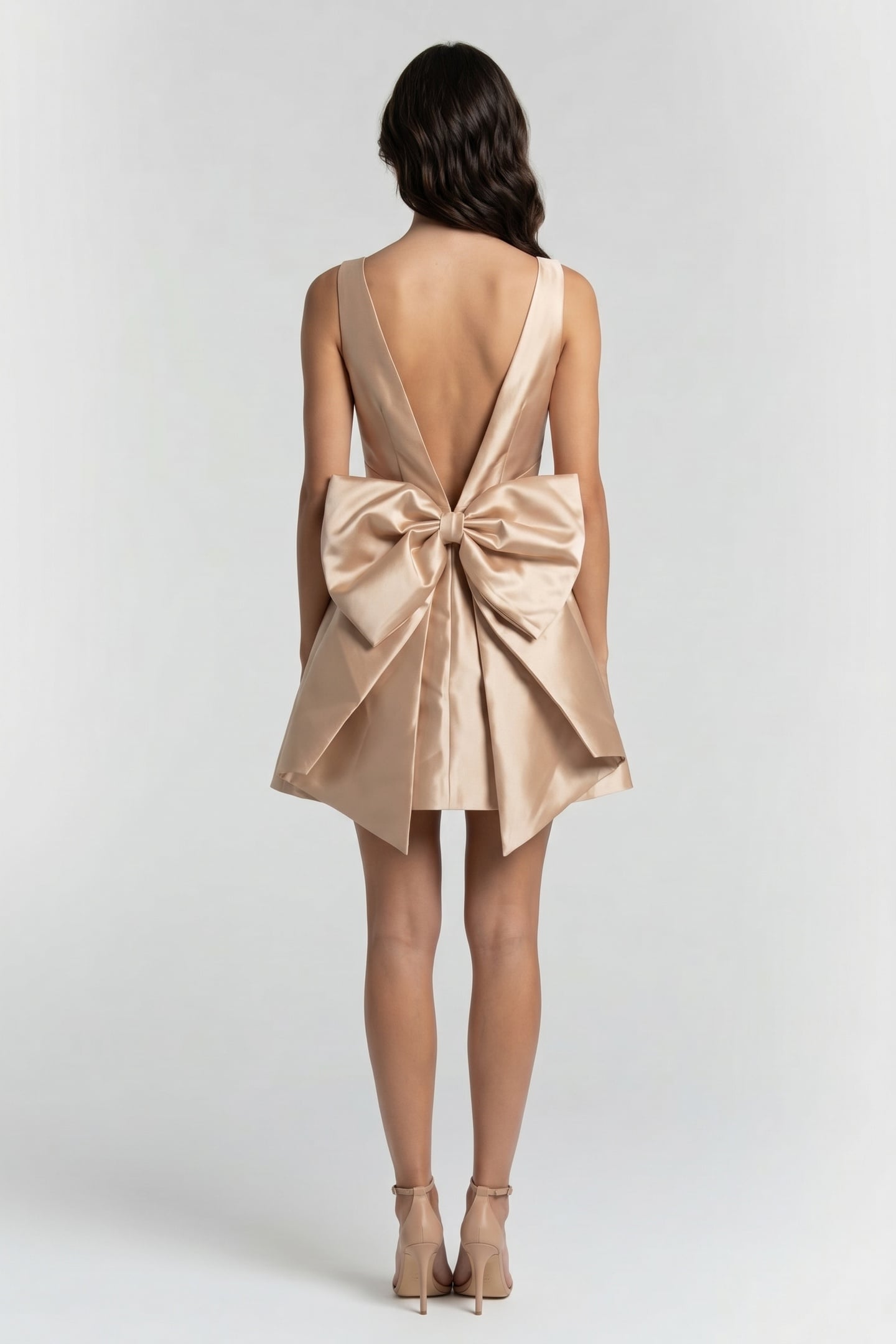 BOW DETAIL MINI DRESS GOLD 2