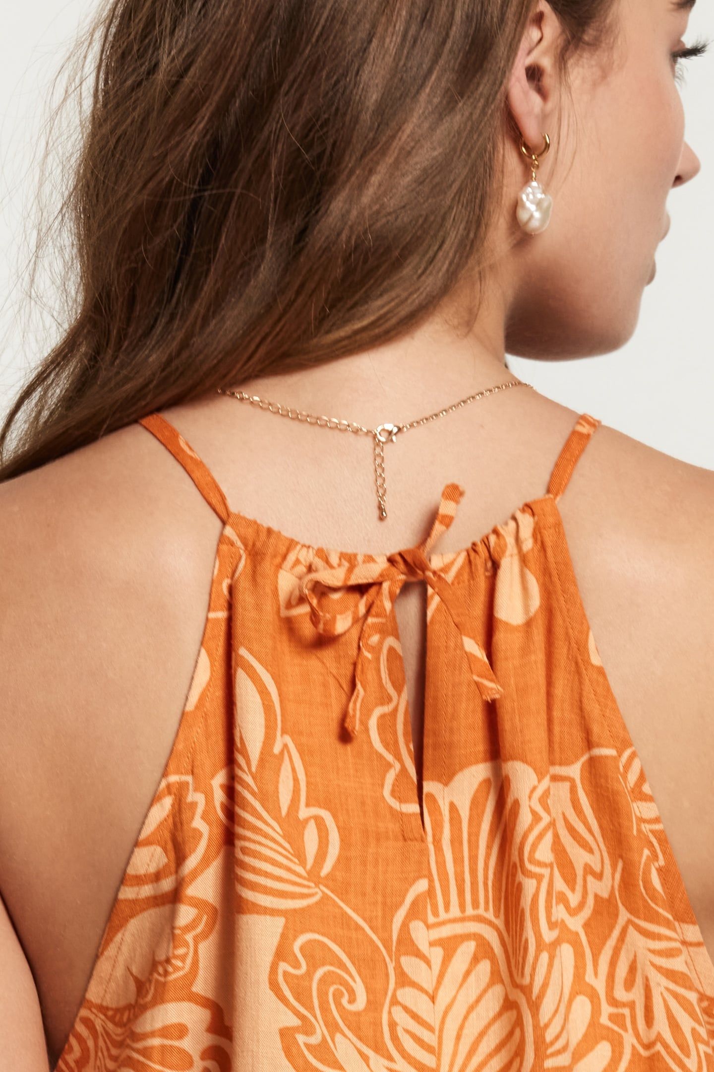 MEDELLIN DRESS ARTSY LEAVES FRESH APRICOT ORANGE 5