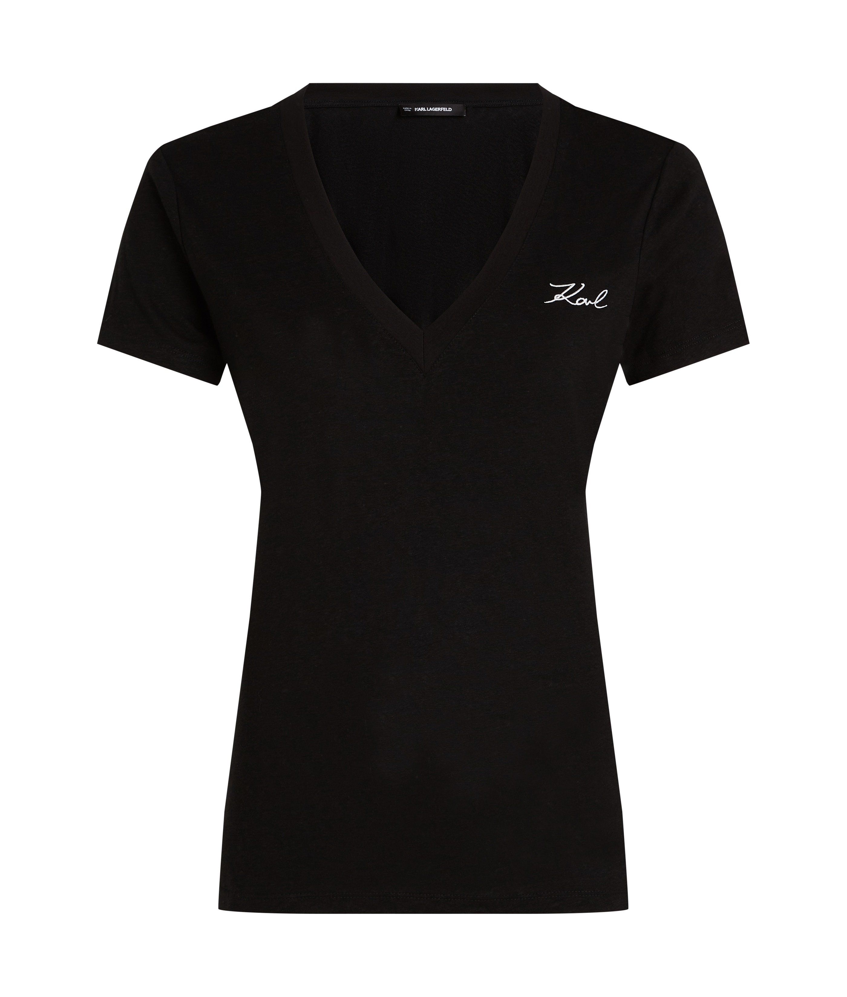 LINEN BLEND V-NECK T-SHIRT BLACK 5