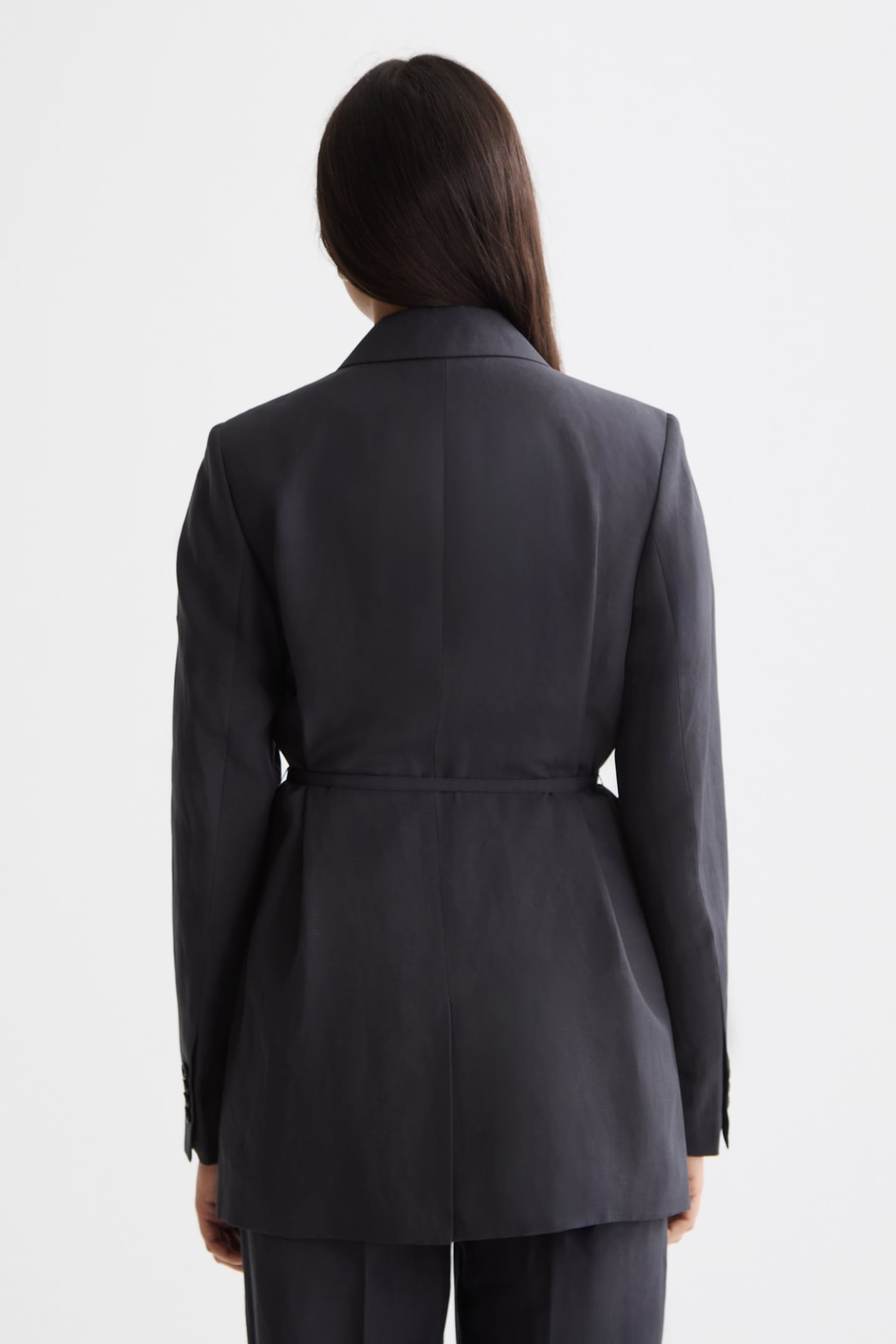 DOUBLE BREASTED BELTED DRAPEY BLAZER CHARCOAL ART 3