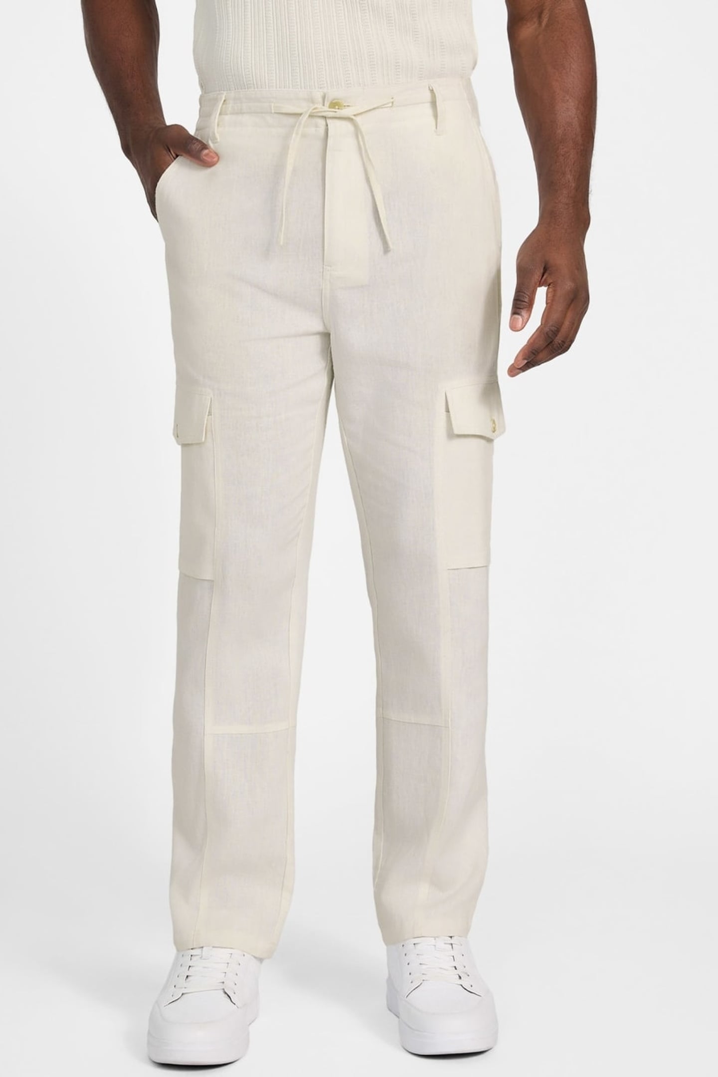 GUESS ECO FLETCHER LINEN CARGO PEARL WHITE MULTI | Online Outlet