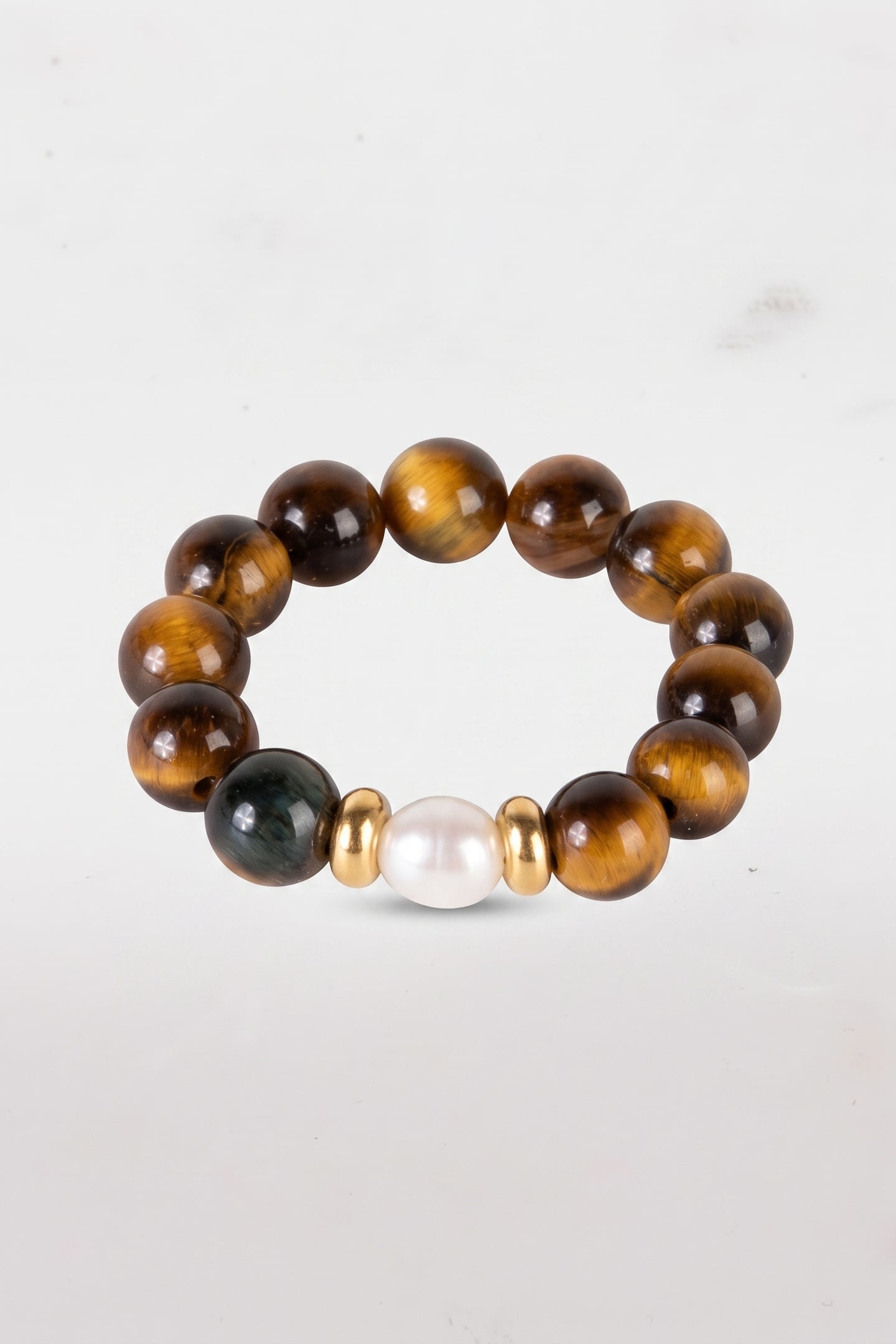 ANXIETY TIGER‘S EYE PEARL RING MIT PERLE GOLD / M/L 3