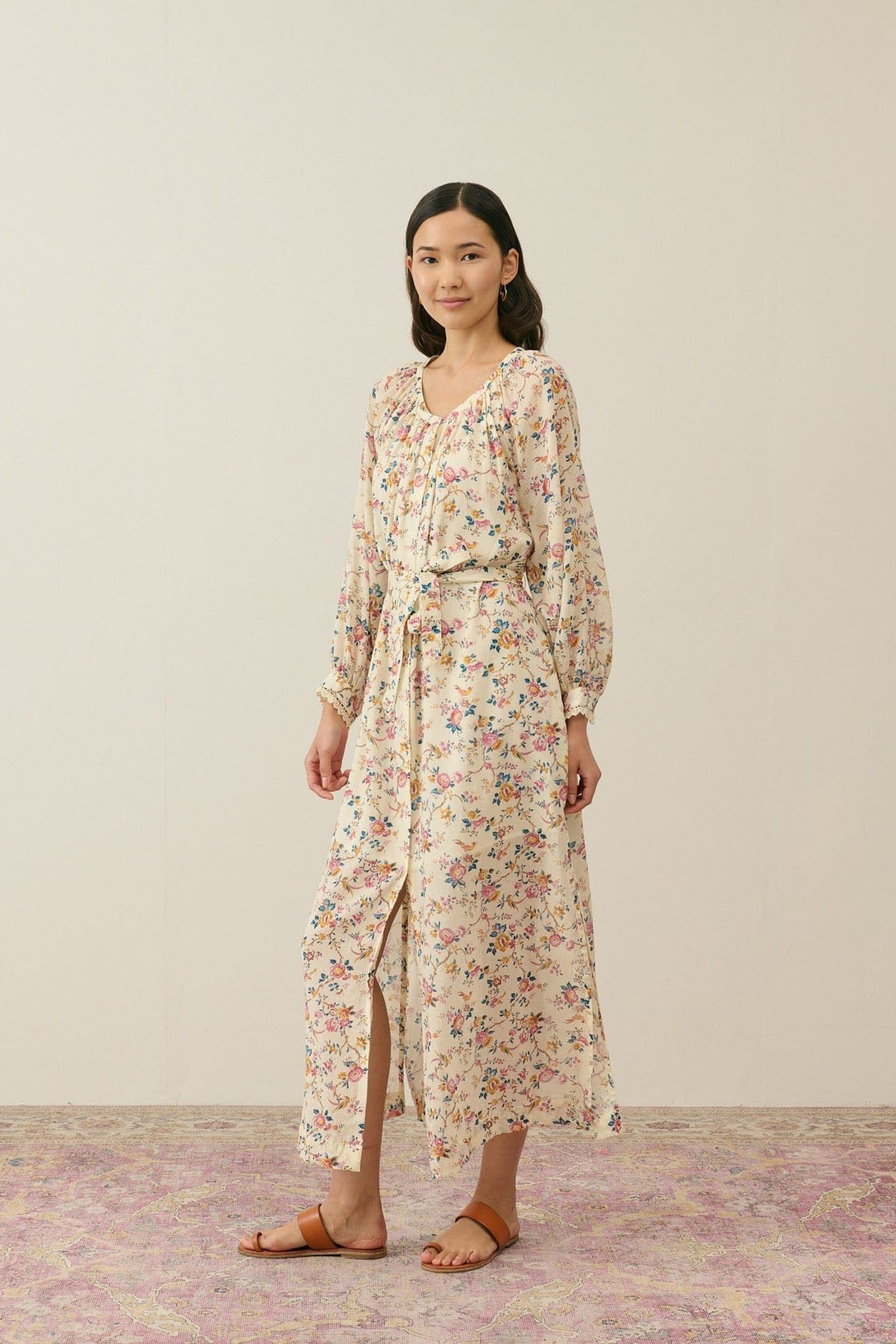 DRESS CILONA CREAM RETRO GARDEN 1
