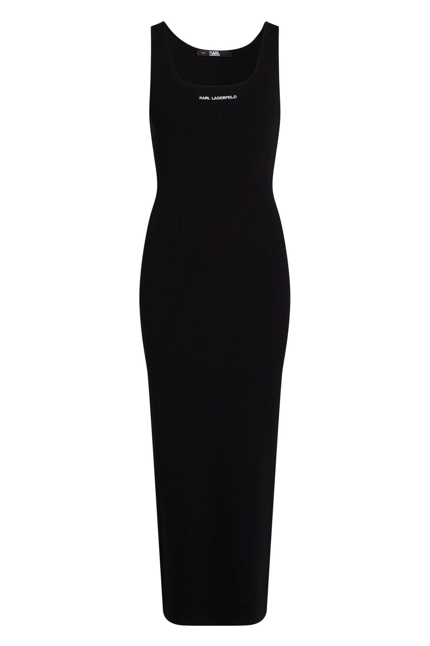 SLEEVELESS RIB KNIT DRESS BLACK 3