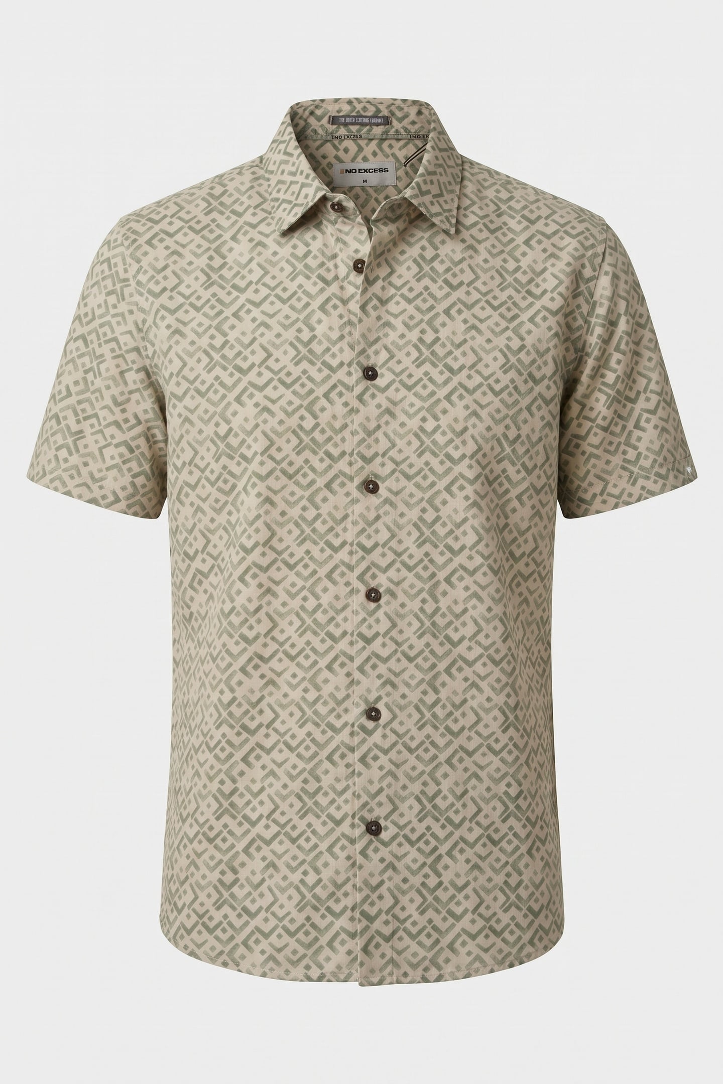 SHIRT SHORT SLEEVE SLUB ALLOVER PRINTED GREEN 3