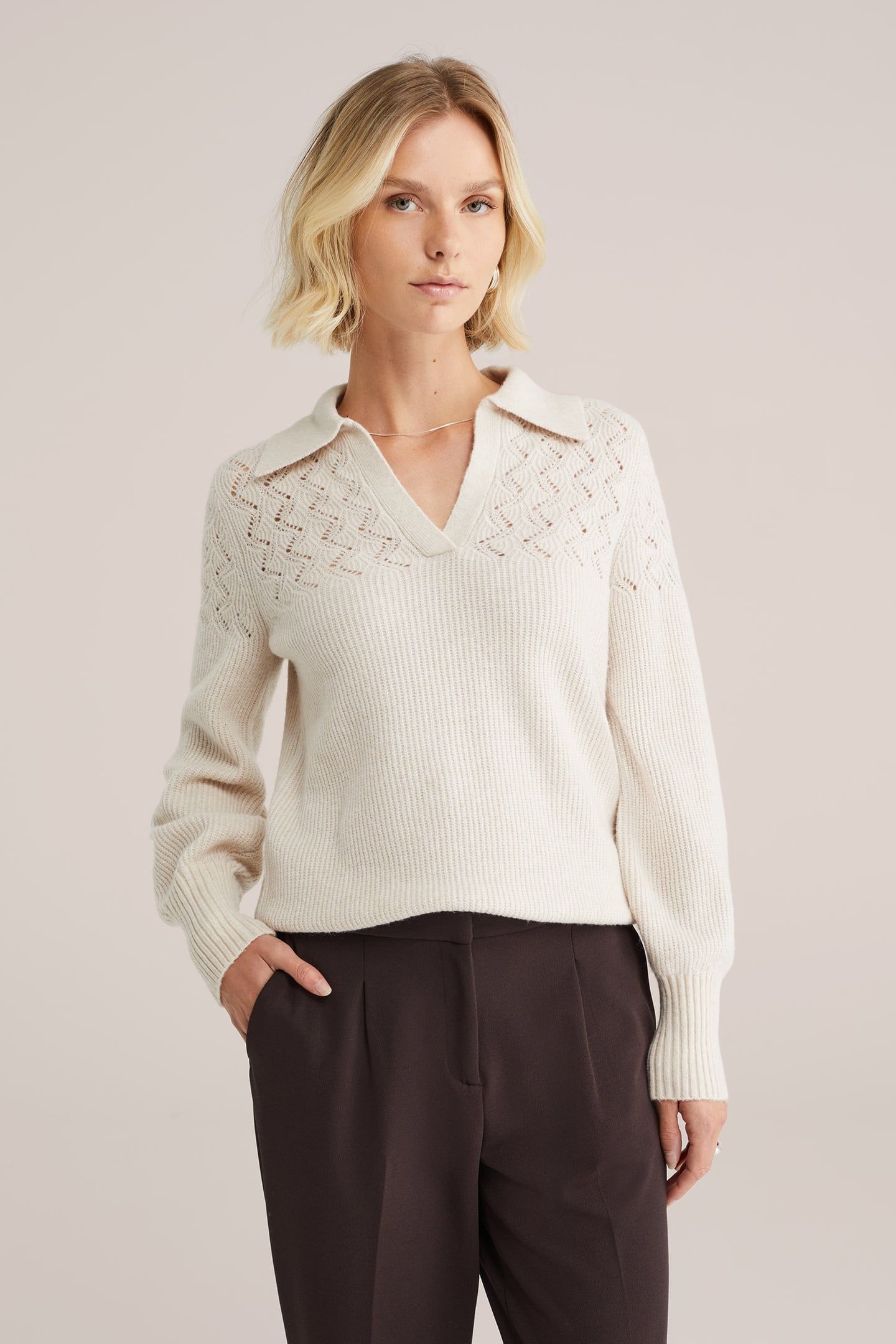 KNITTED PULLOVER BEIGE 1