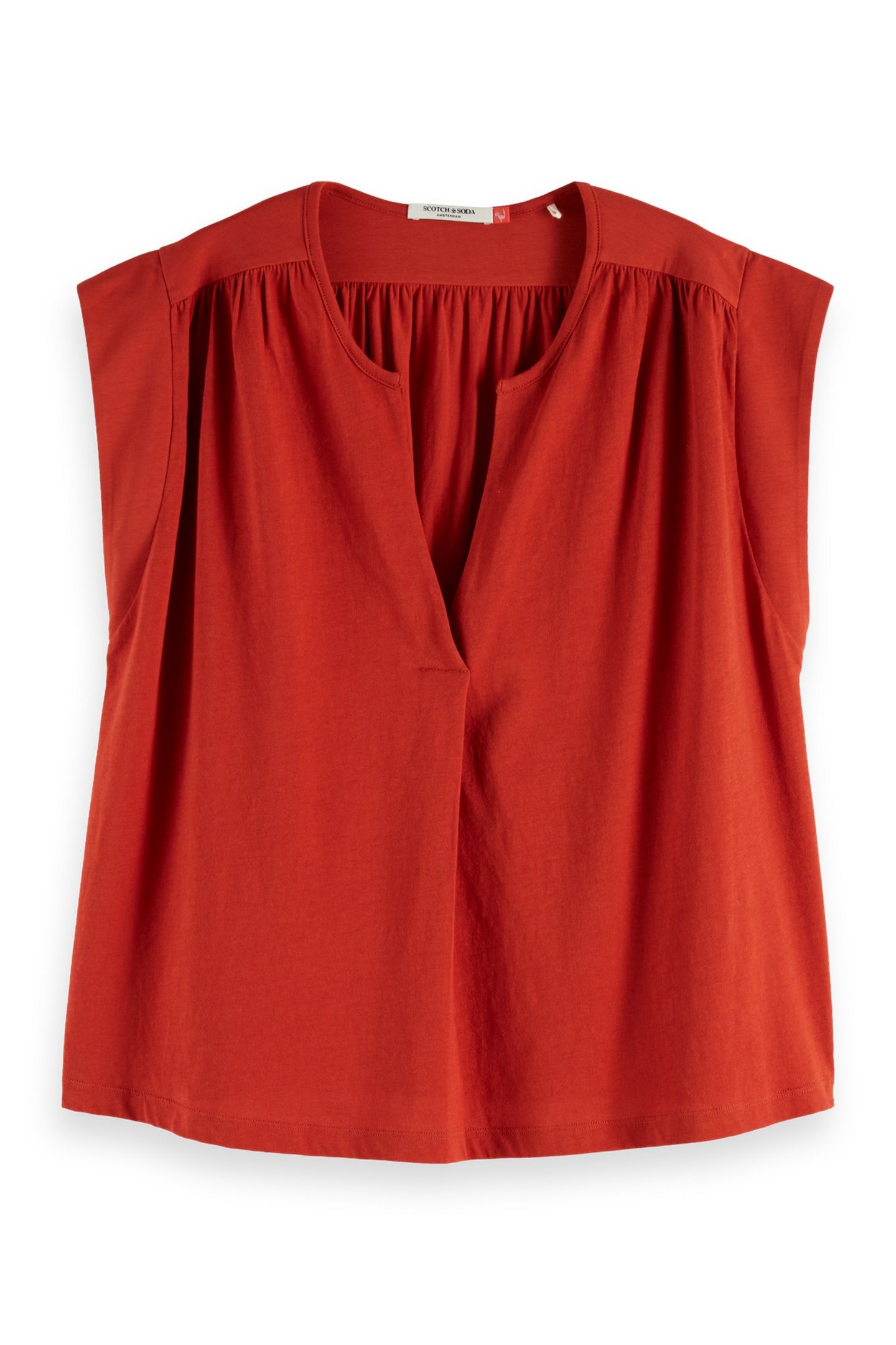 DRAPEY V-NECK T-SHIRT KETCHUP 4