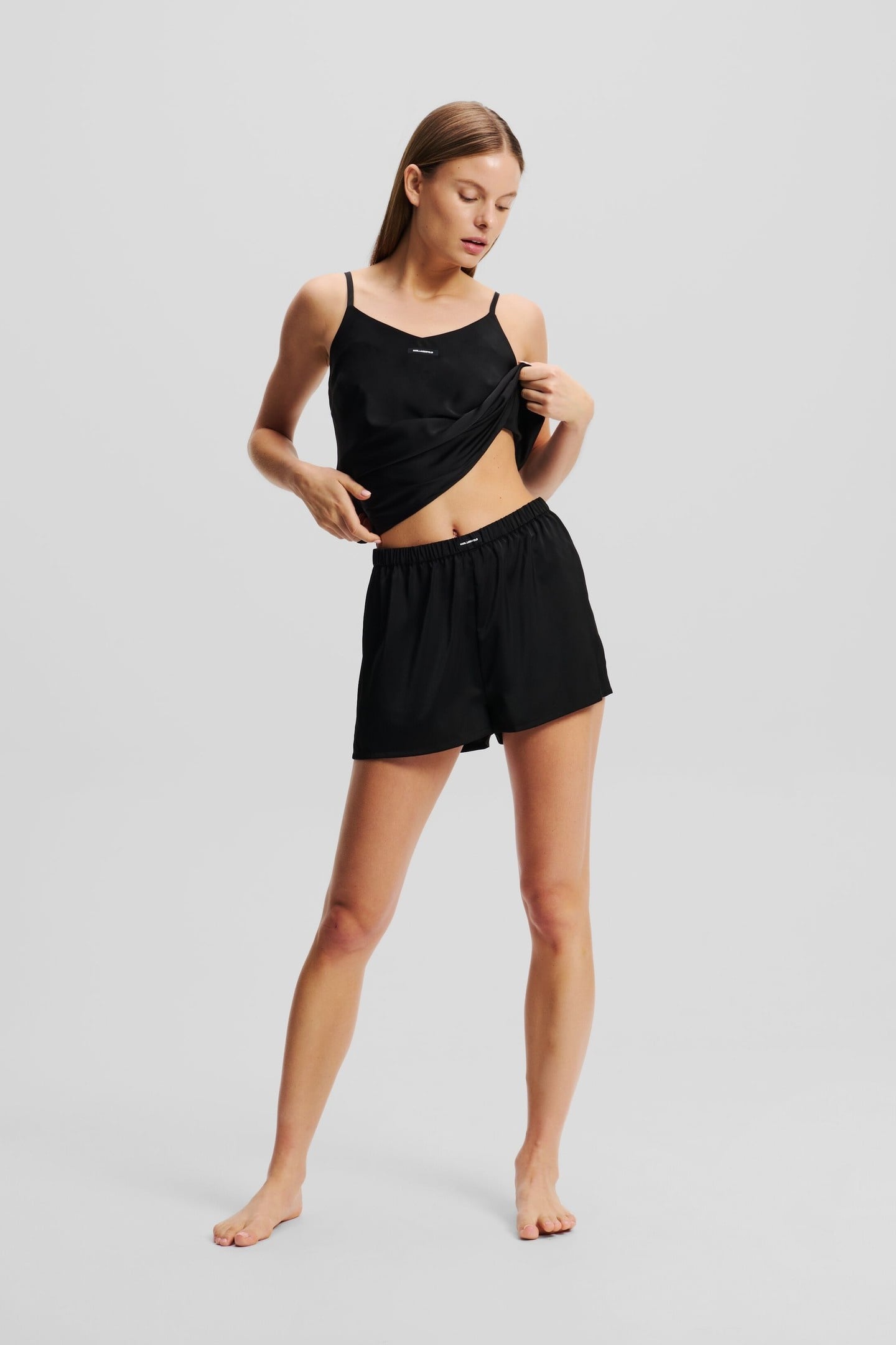 ESSENTIAL LOGO SATIN PJ SET BLACK 2