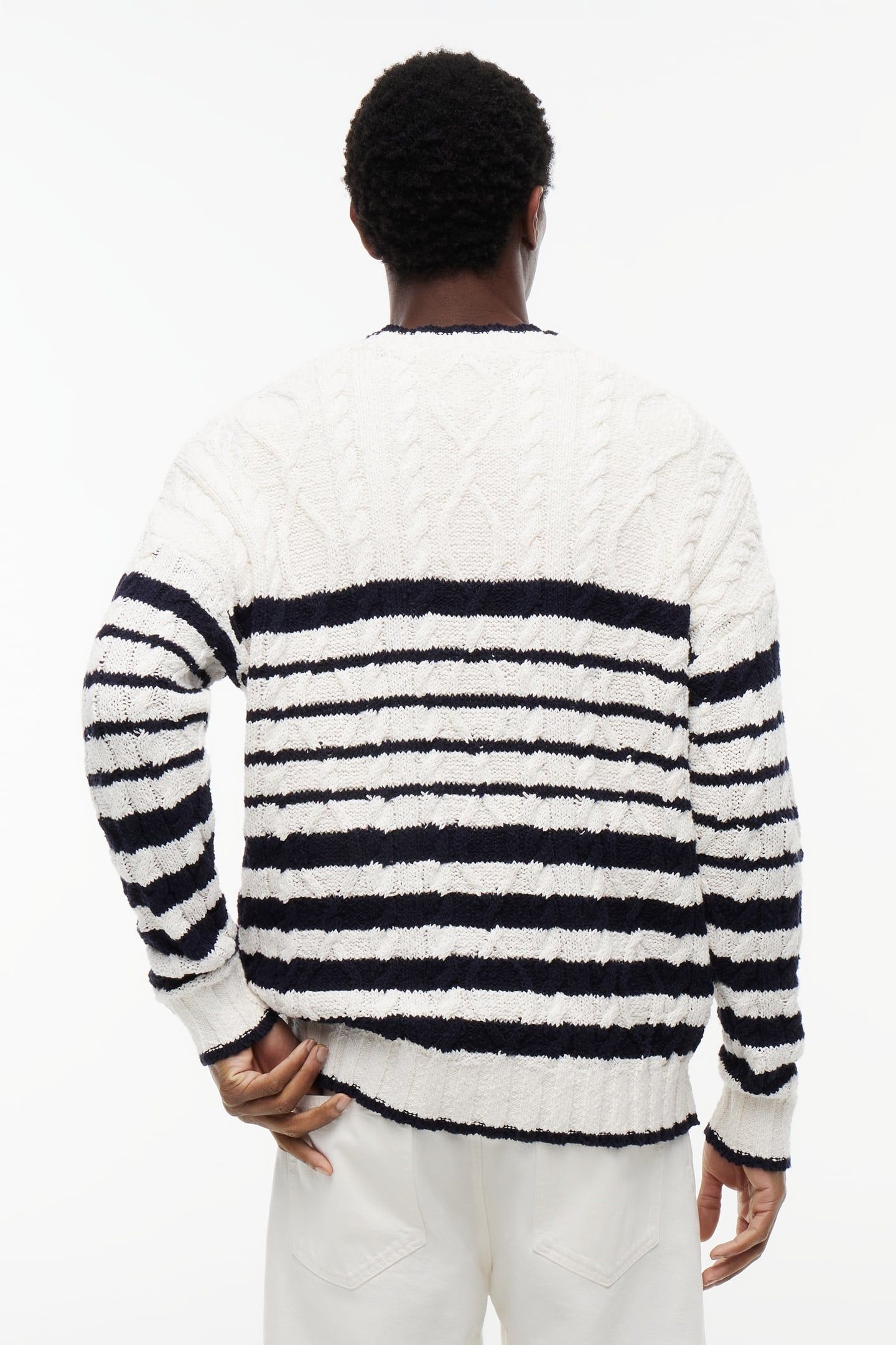BRETON FLAG CABLE SWEATER IVORY/DESERT SKY/RED 3