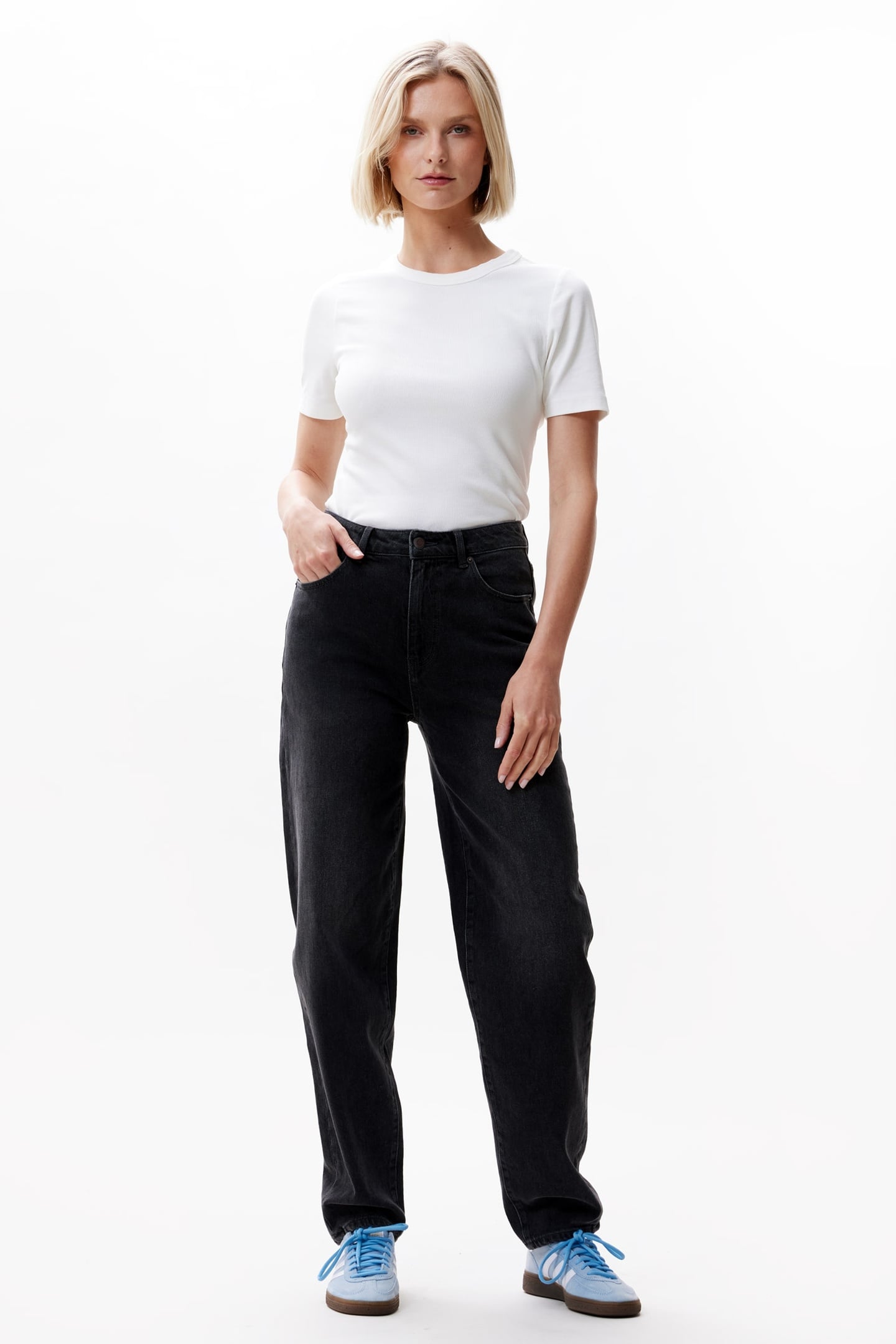 BARREL FIT JEANS WASHED BLACK 2