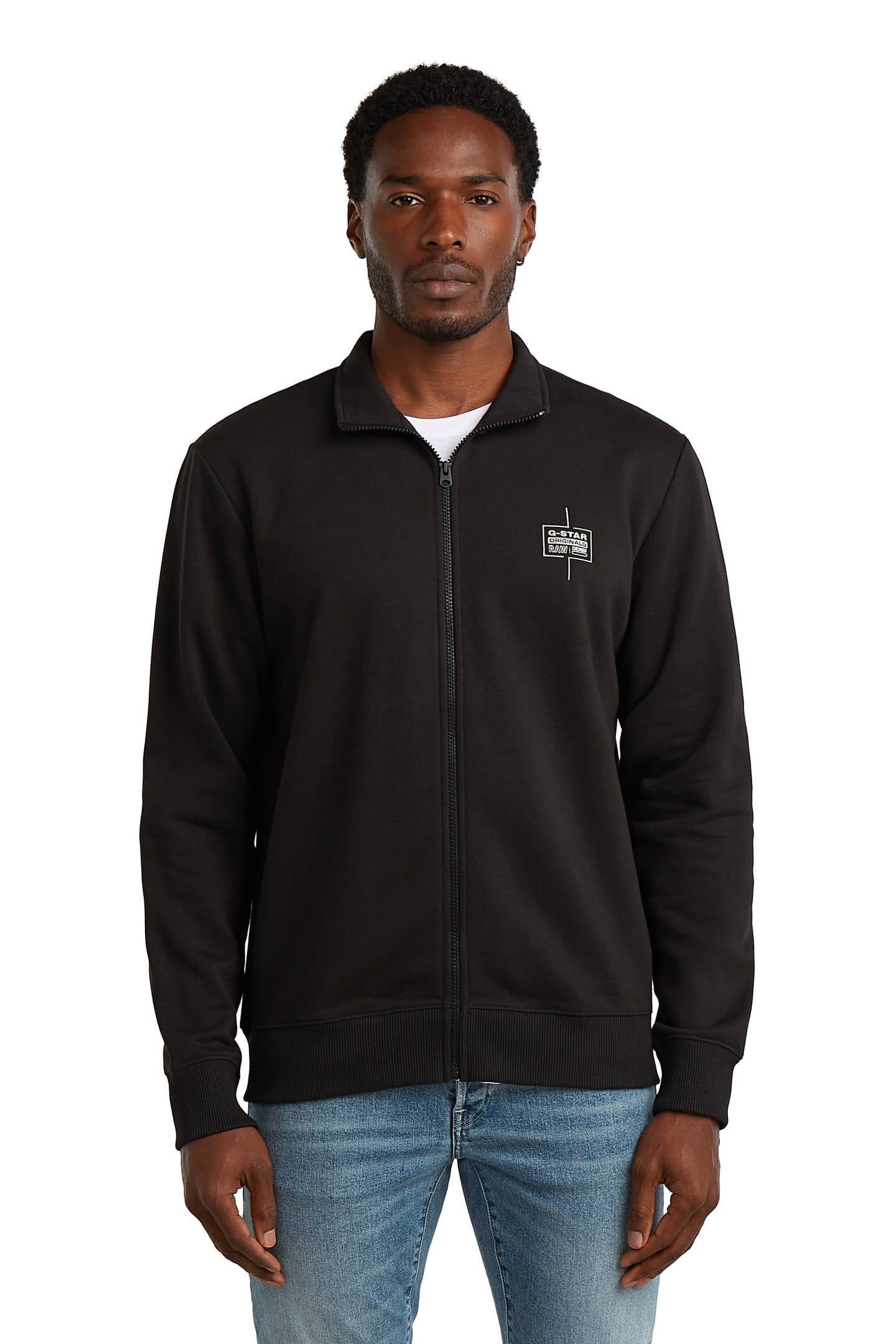 LOGO ZIP THRU SWEAT BLACK 1