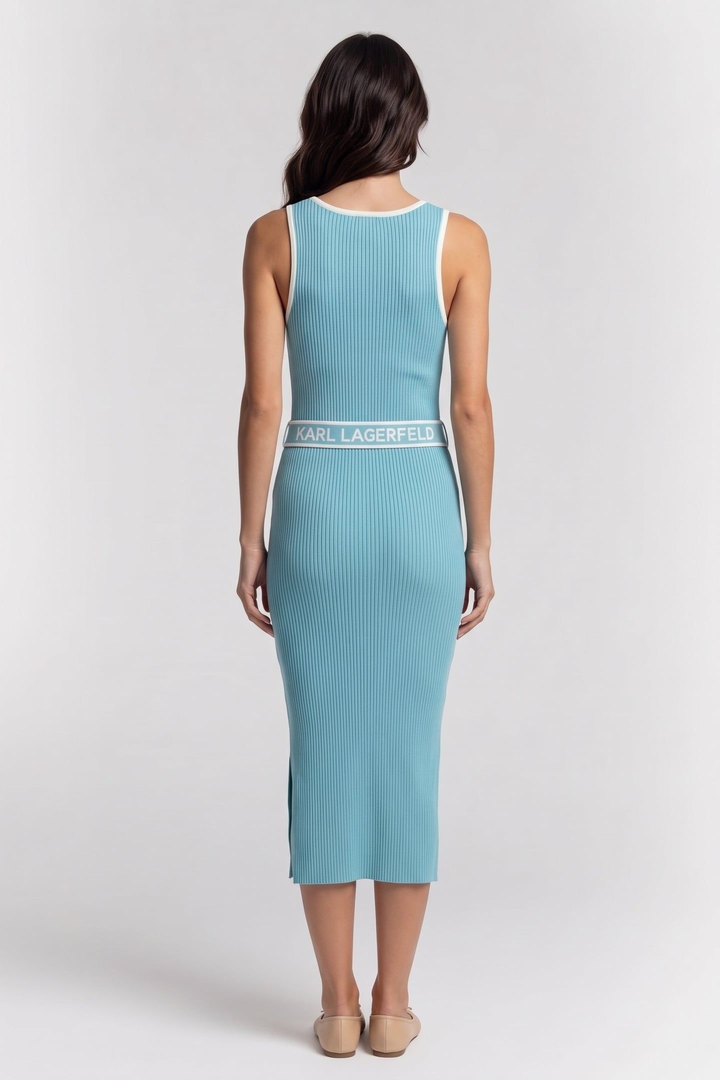 SLEEVELESS LOGO KNIT DRESS STILL WATER 3
