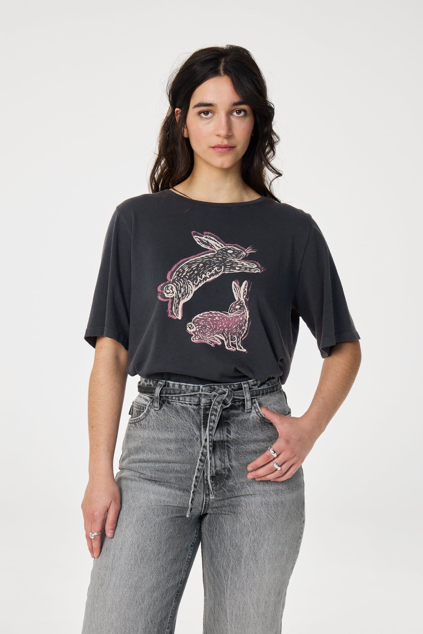 FAY RABBIT T-SHIRT DARK ANTRACITE 1