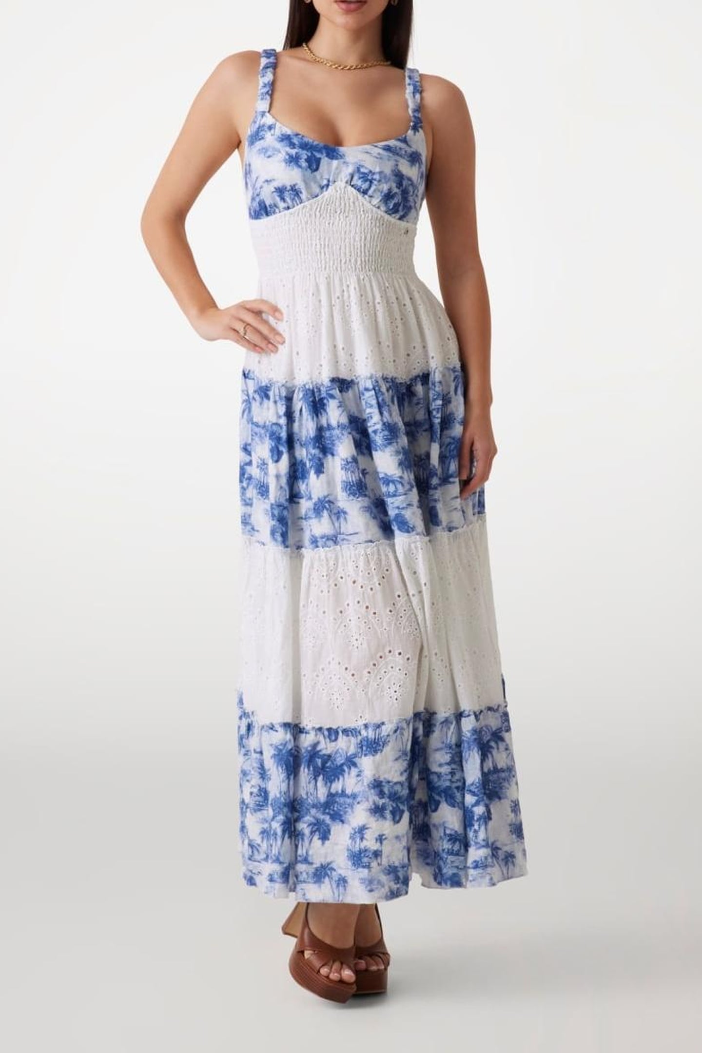 GUESS ECO SAVINA MIX PRINT DRE VINTAGE ISLAND BLUE 1