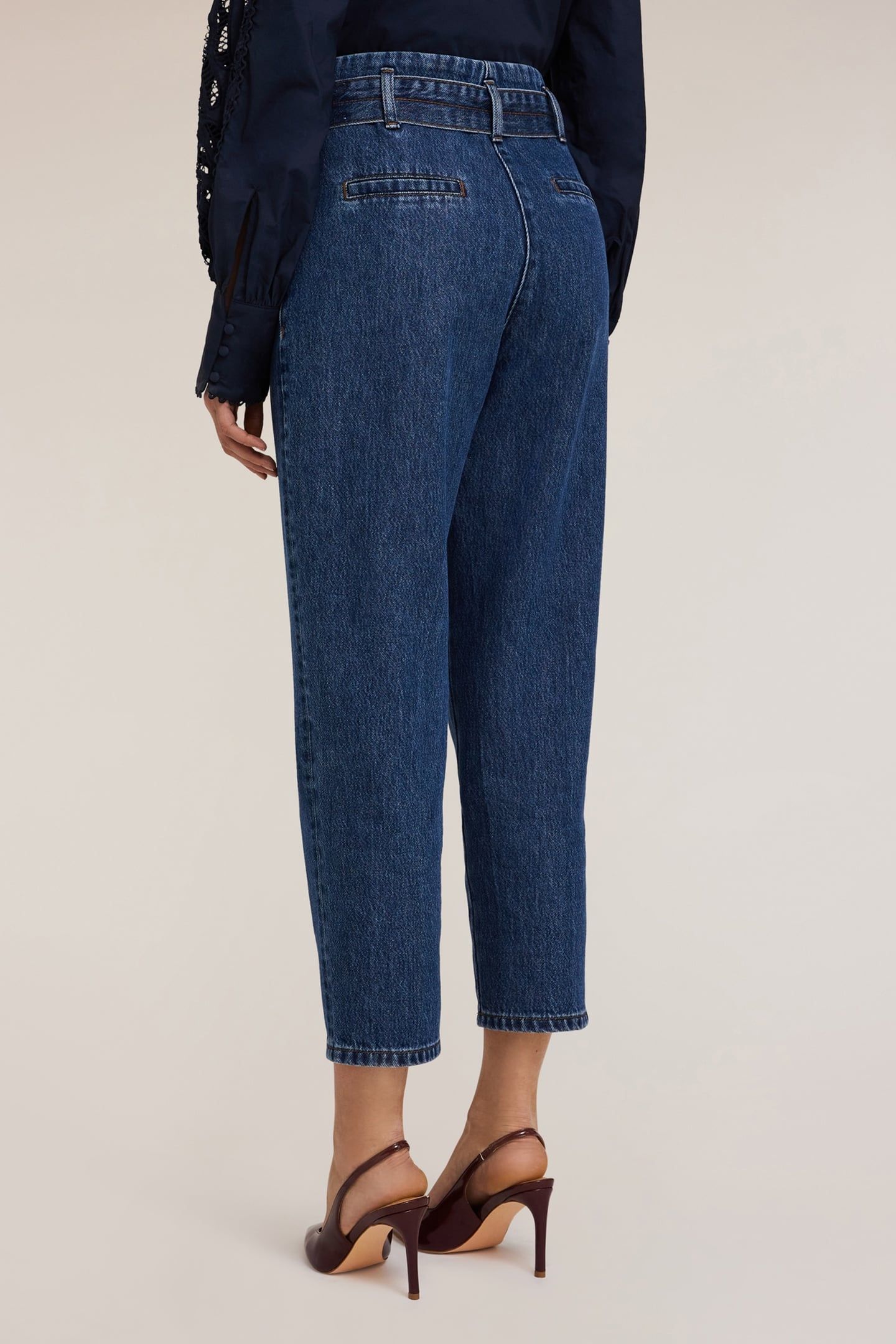 BALLOON FIT JEANS WITH LYOCELL BLEND BELT BLUE 3