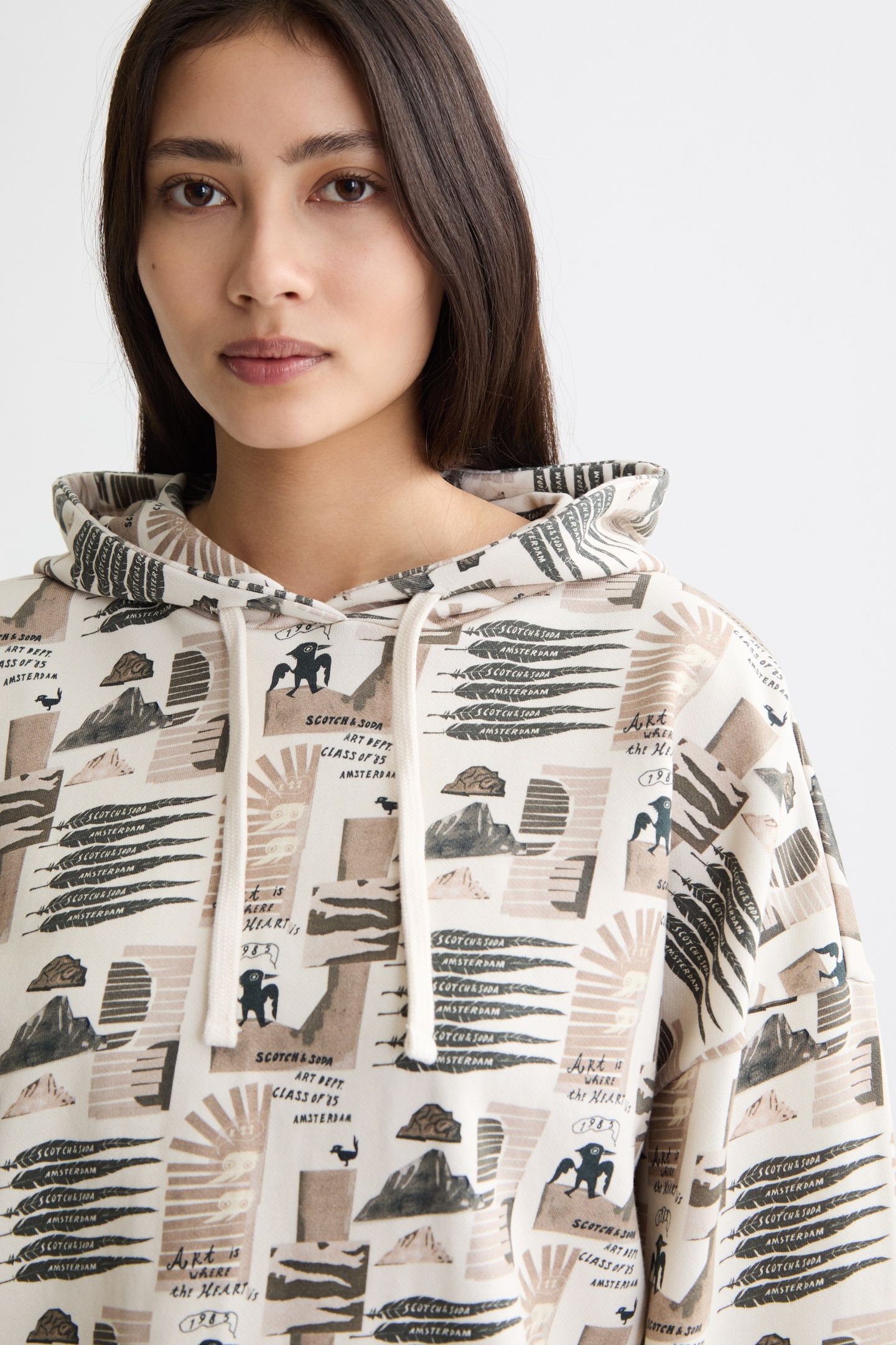 ALL OVER PRINTED OVERSIZED FIT HOODIE ART DEPT COLLAGE GREY 3