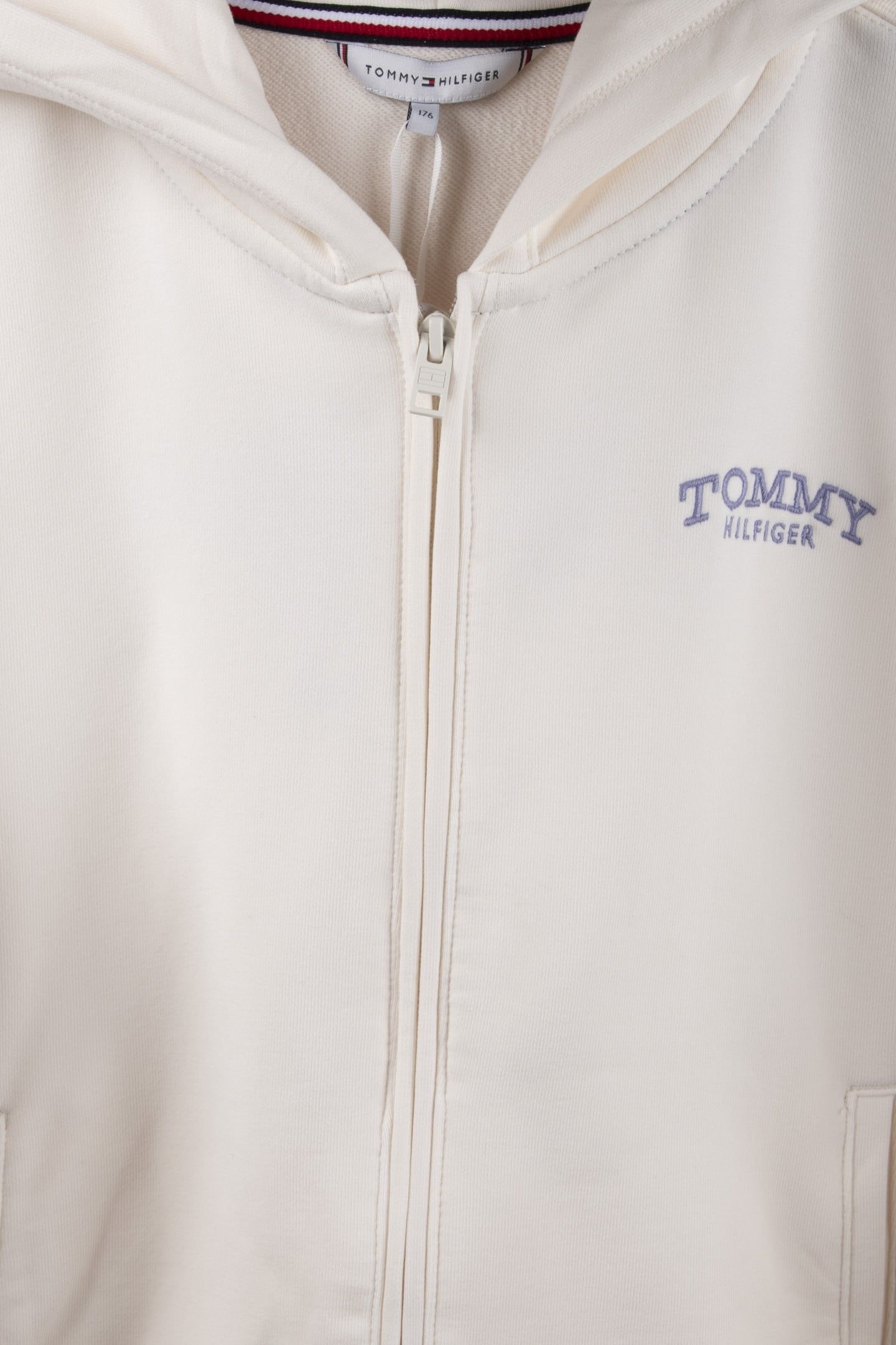 GIRLS HIGH RIB HEM ZIP THROUGH HOODIE ANCIENT WHITE 4