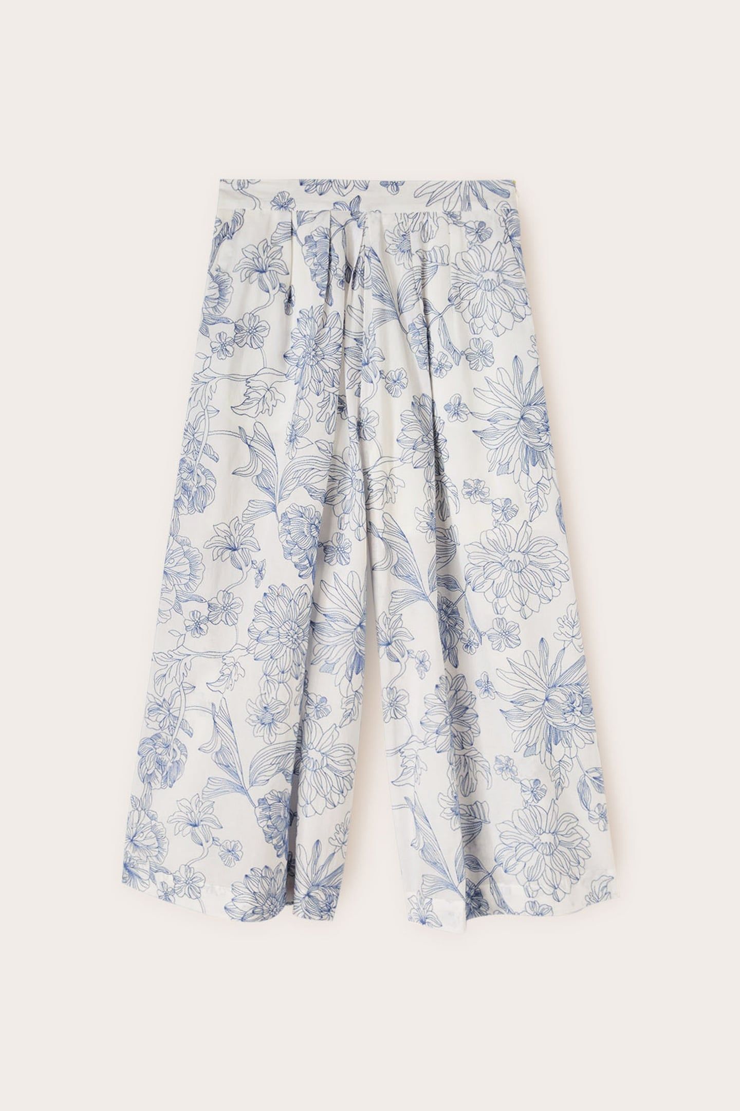 CROPPED COTTON TROUSERS WITH FLORAL EMBROIDERY LIGHT BLUE 4