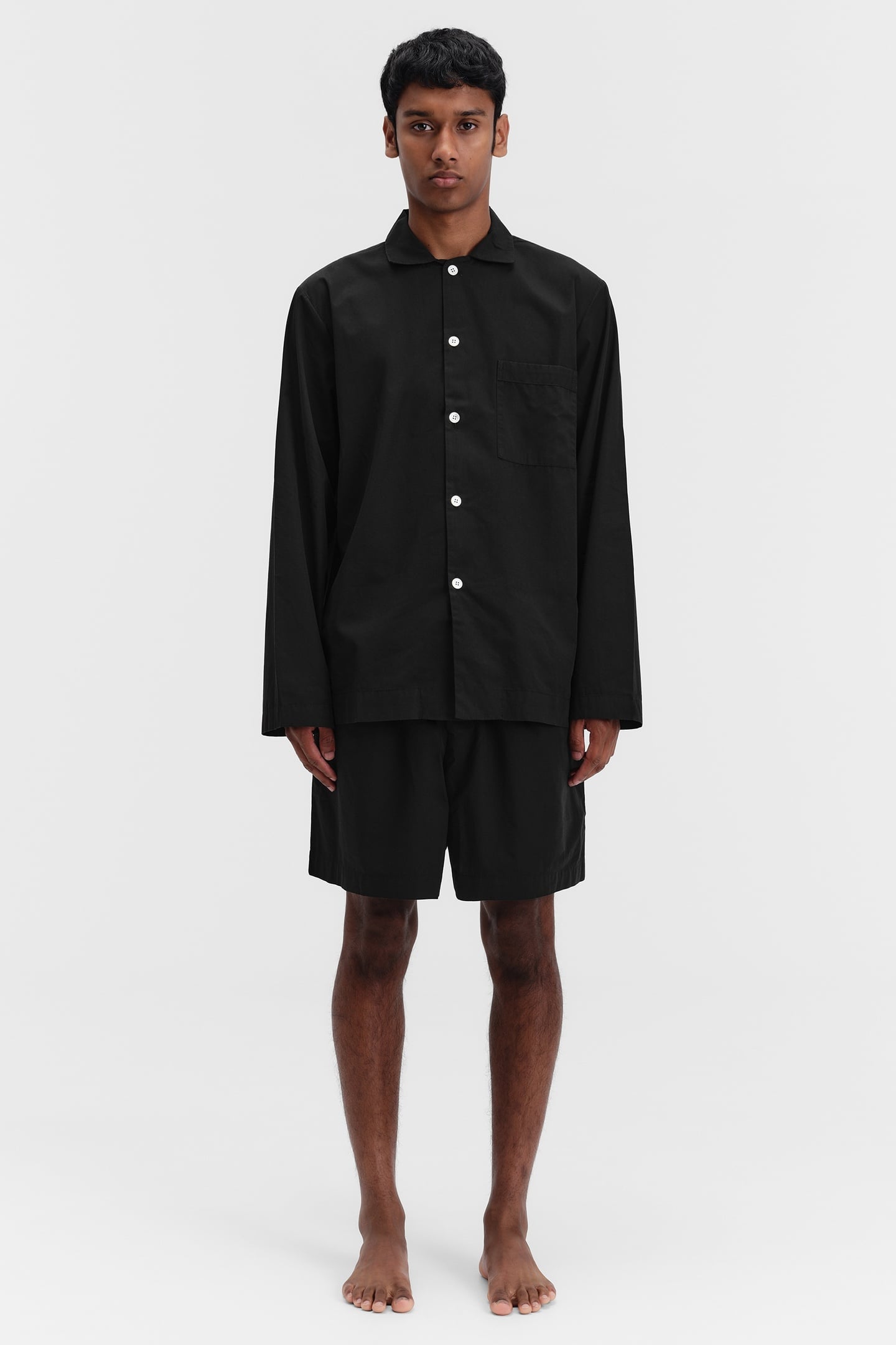 UNISEX POPLIN, PYJAMAS SHORTS ALL BLACK 2