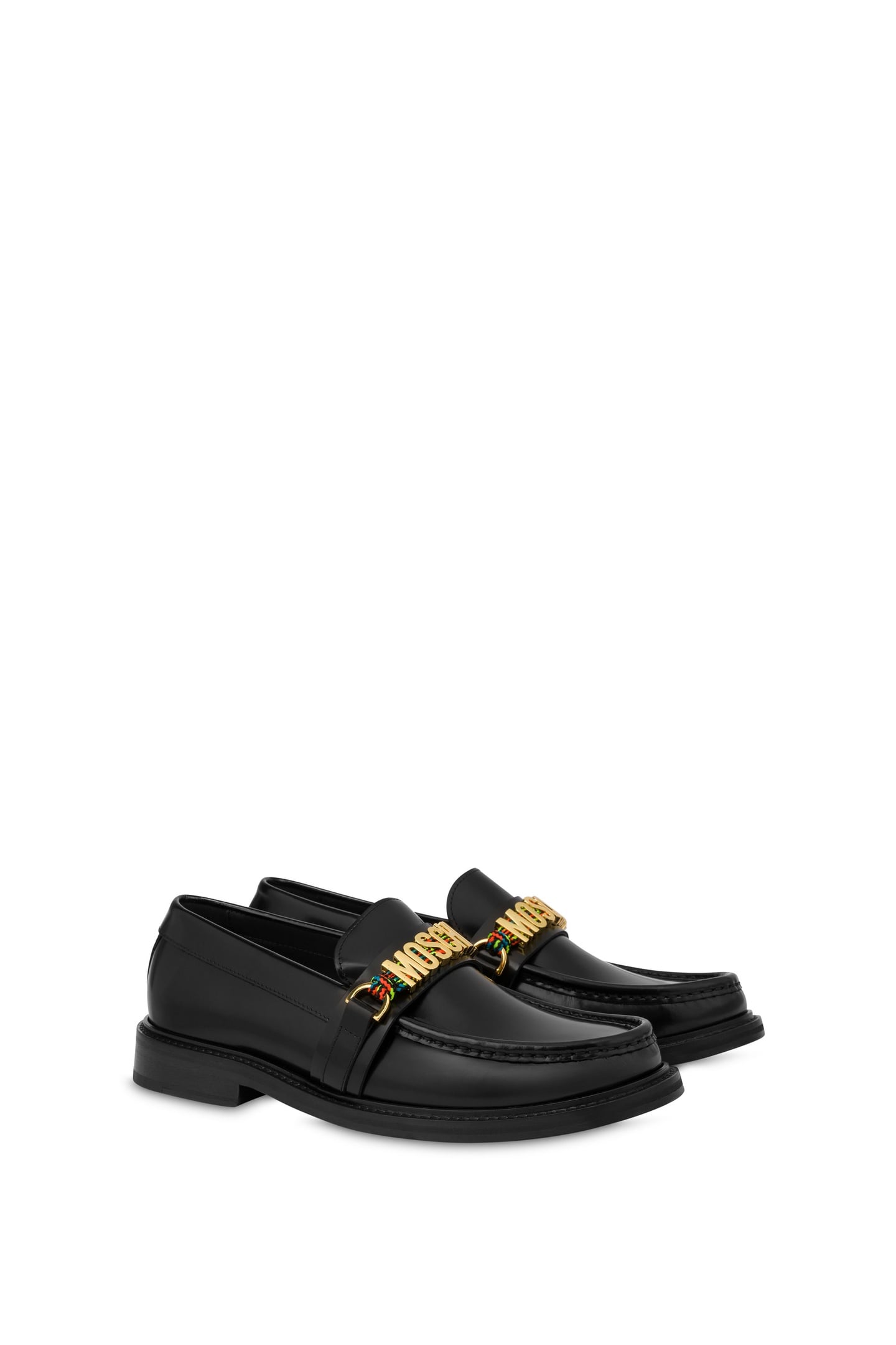 MOCCASINS IN ABRASIVE CALFSKIN LETTERING LOGO BLACK 1