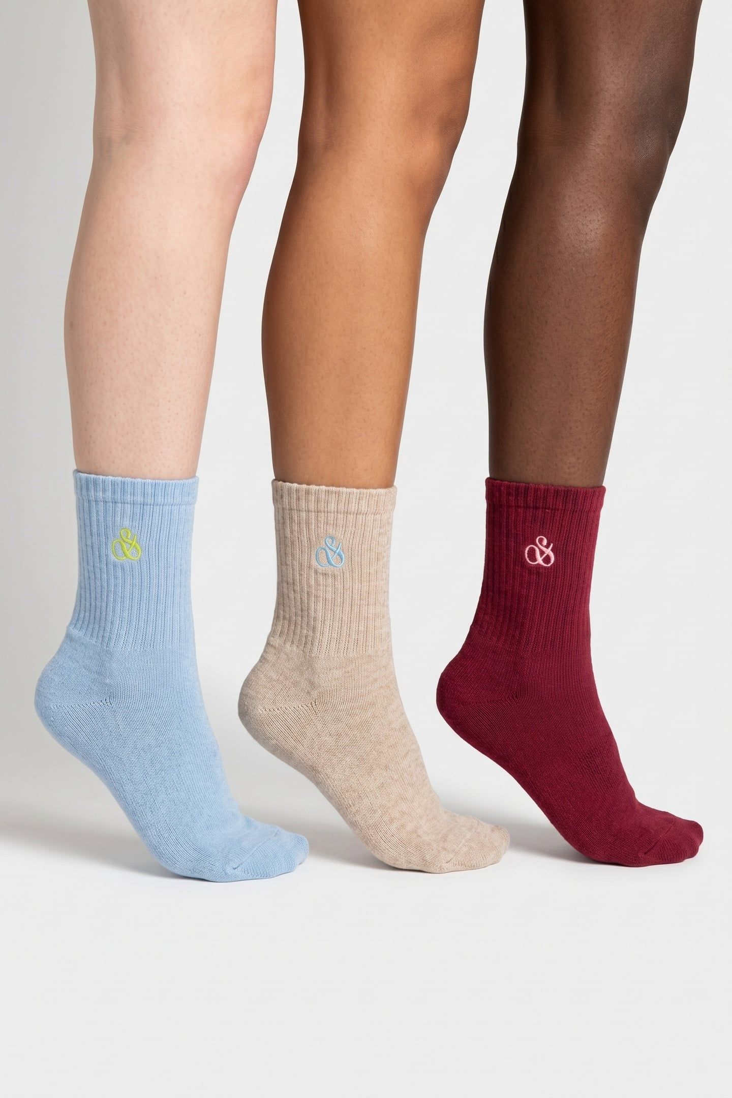 GIRL 3PK GIRLS 1/2 TERRY CREW LT BLUE/PASTEL 4