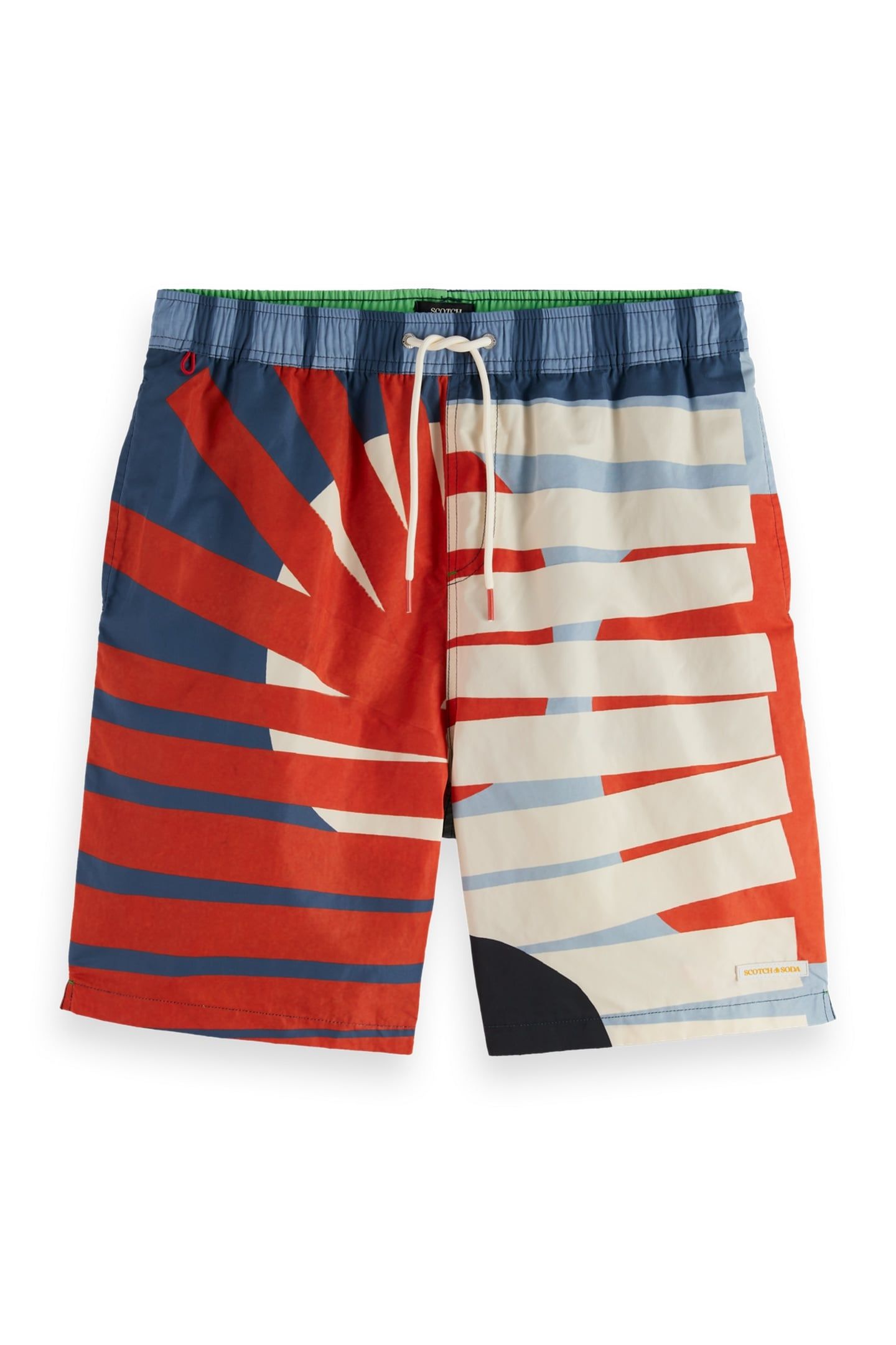 PRINTED LONGER-LENGTH SWIM SHORTS ART DEPT CUT AND PASTE MUL 1