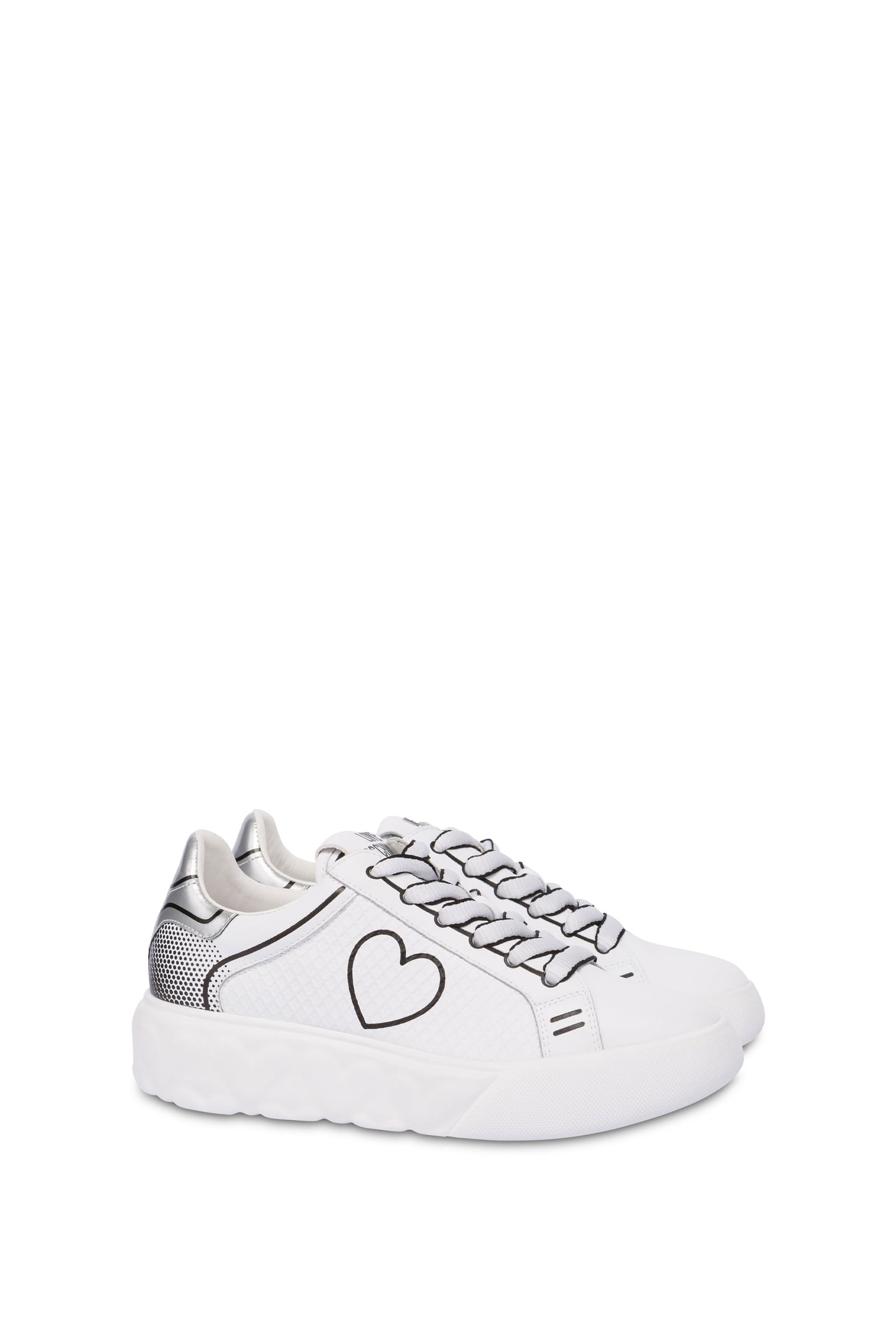 CALFSKIN SNEAKERS WITH HEART LOVE MESH PRINT WHITE 2