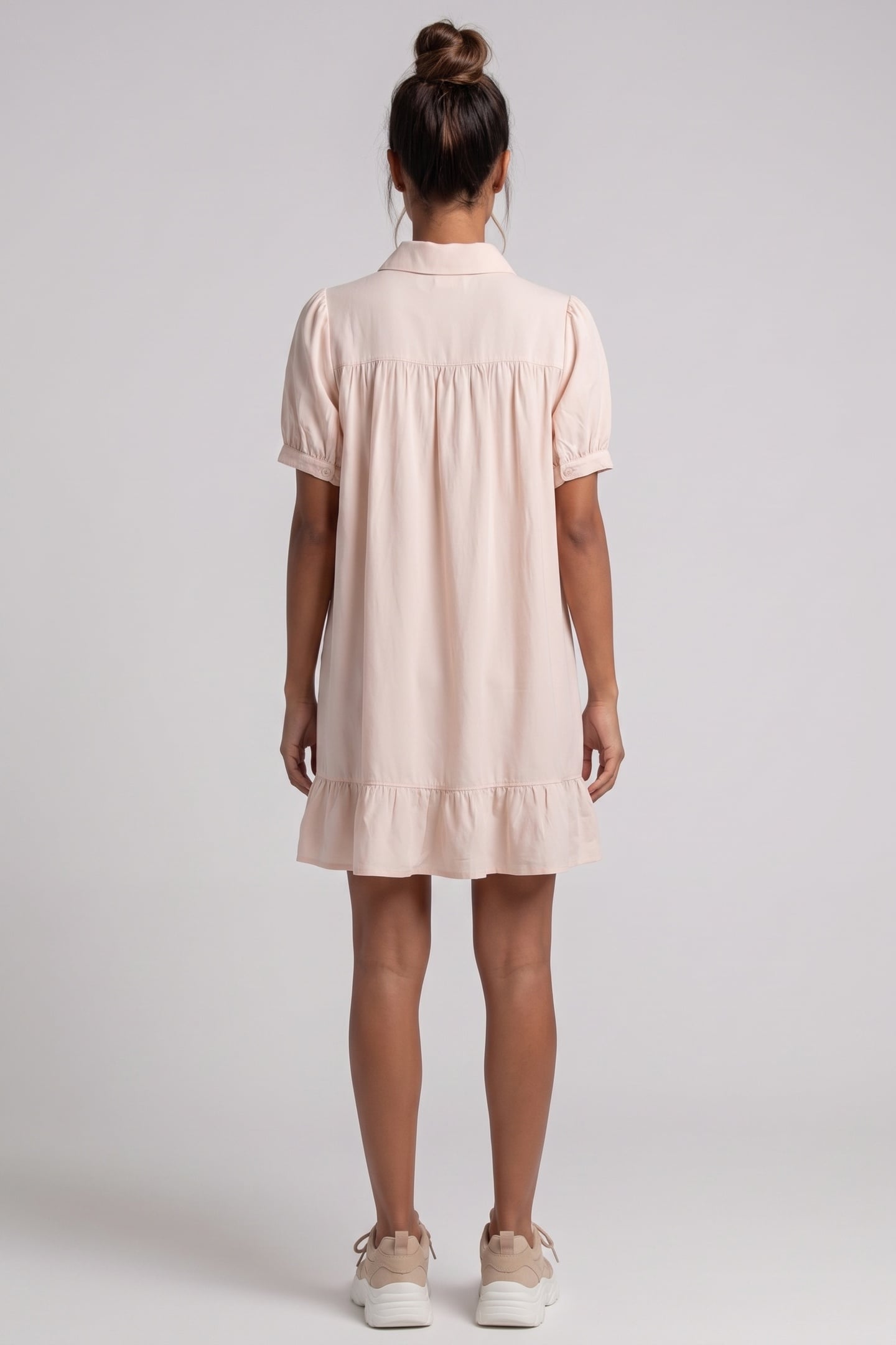 LINEN SHORT DRESS LIGHT PINK 2