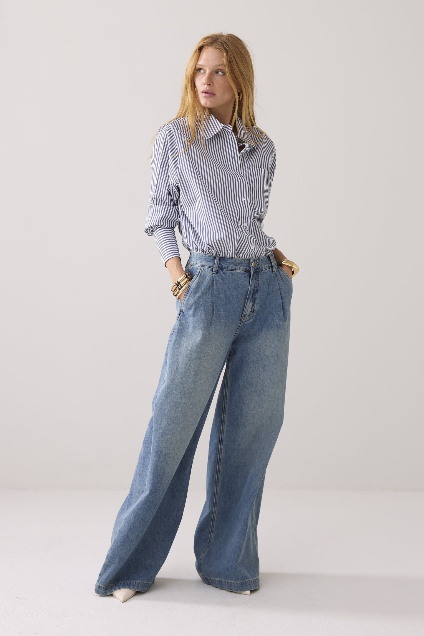 WIDE LEG JEANS VINTAGE COTTON TWILL DENIM 2