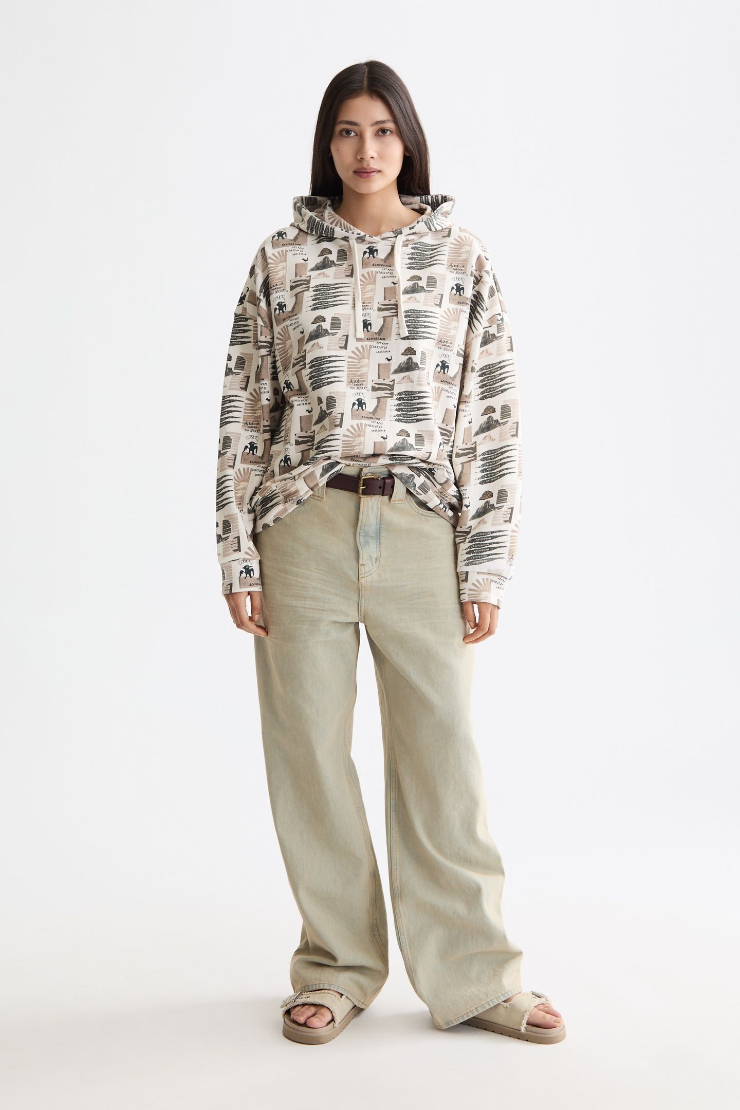 ALL OVER PRINTED OVERSIZED FIT HOODIE ART DEPT COLLAGE GREY 2