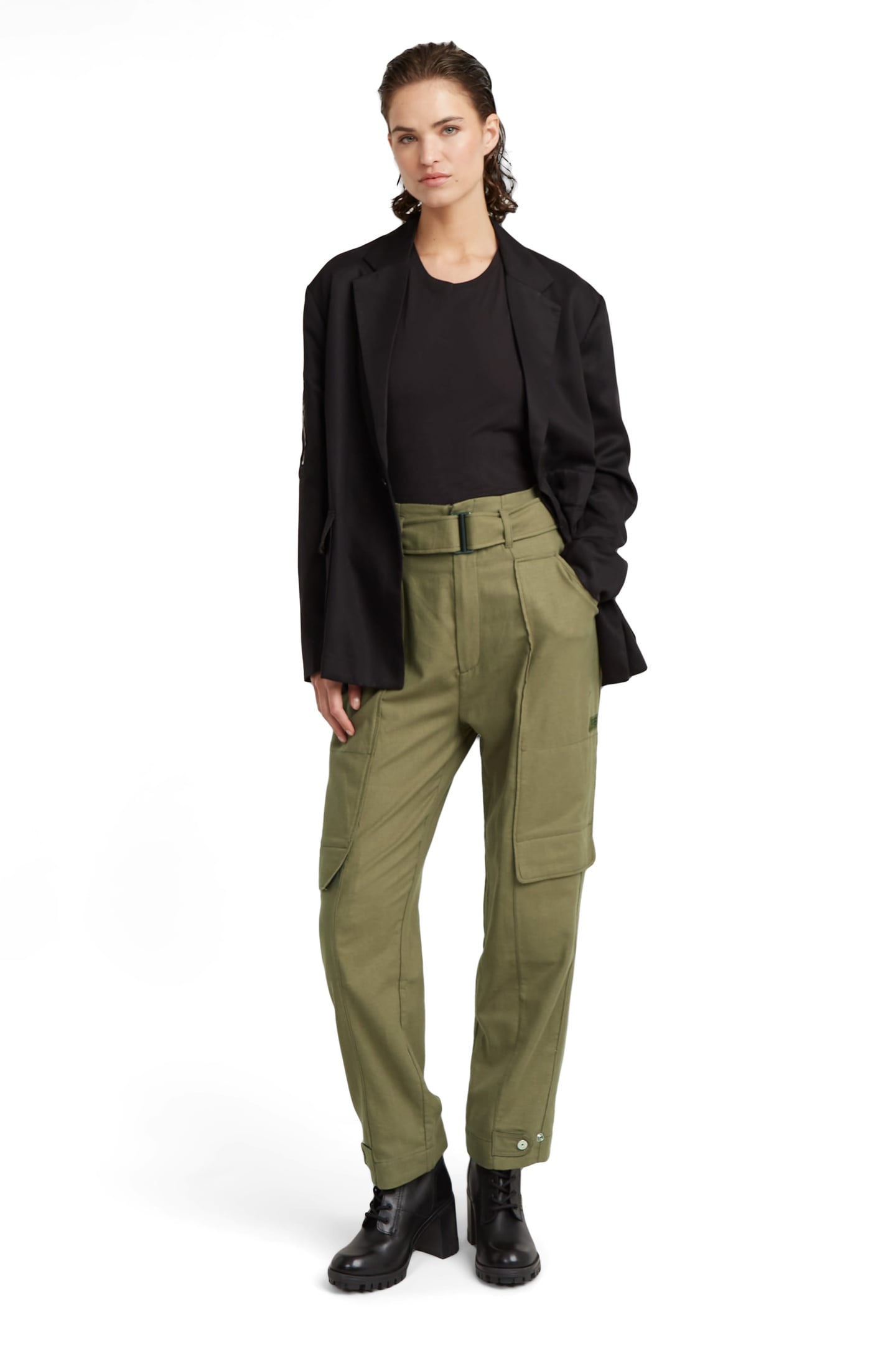 HIGH PAPERBAG PANT SMOKE OLIVE 1