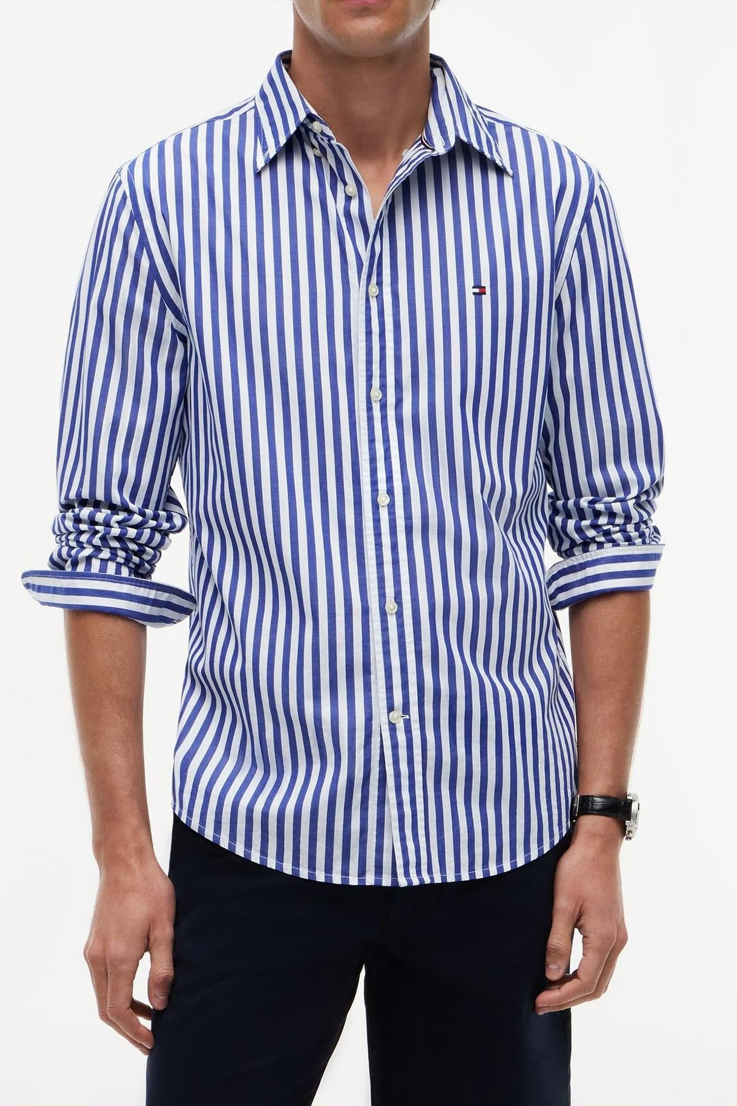 FLEX POPLIN CLASSIC SHIRT WEDGE BLUE/STRIPE 1