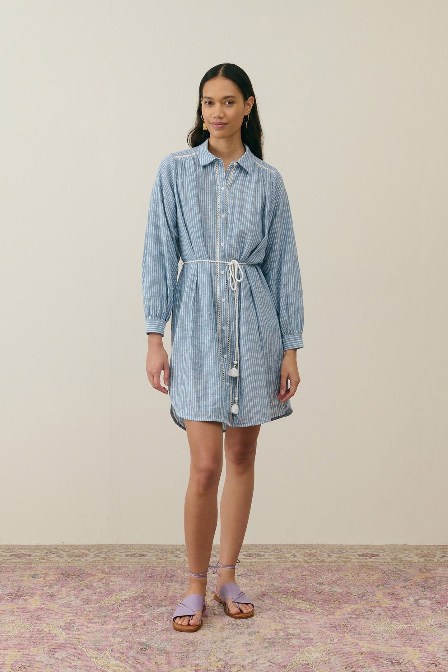 DRESS DIWALA BLUE ONDA STRIPES 1