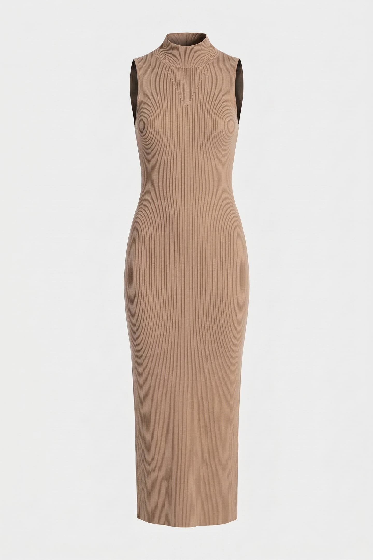 RIBBED MIDI DRESS CAMEL 4