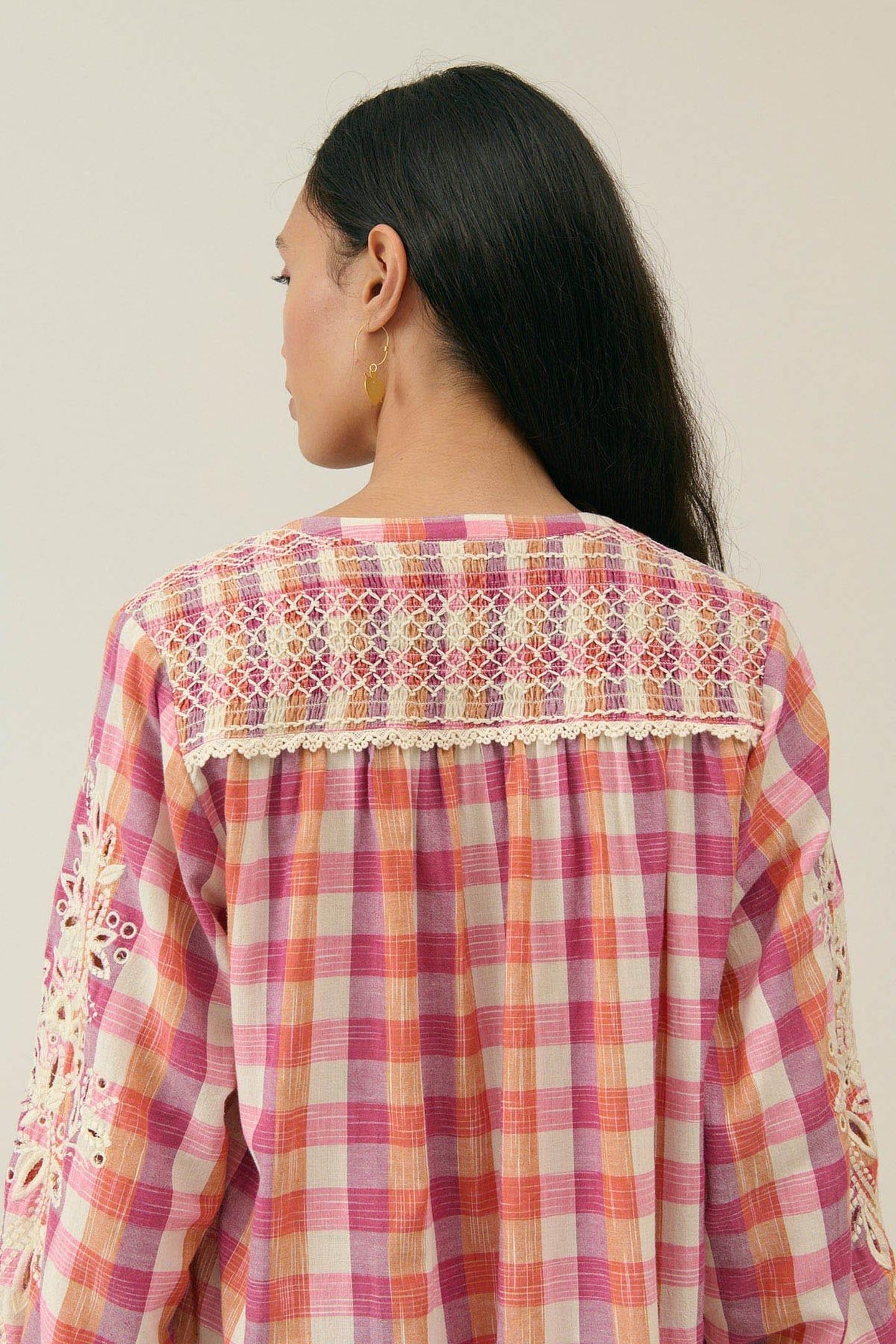 DRESS DEEPALI CREAM SUNSET CHECKS 4
